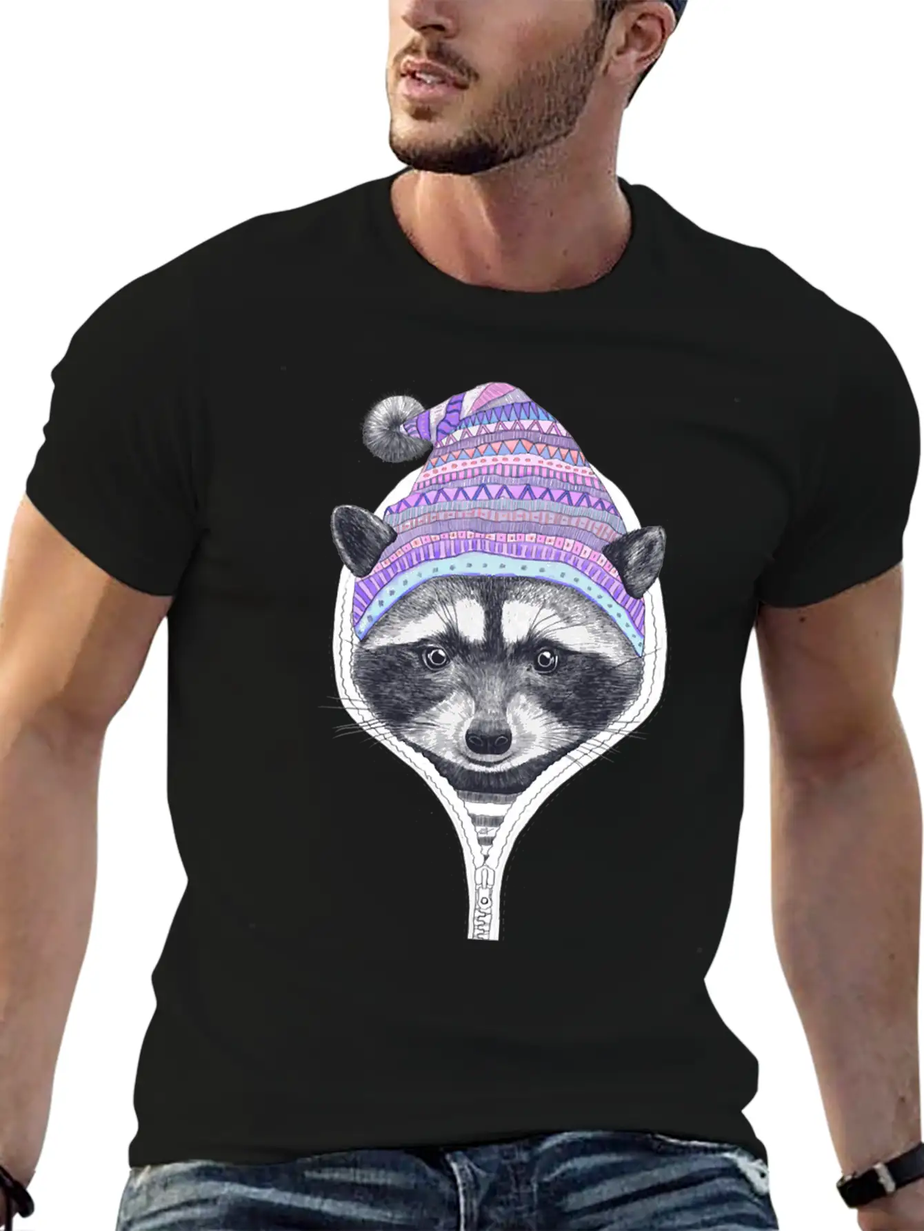 Winter Raccoon Relaxed Everyday Tee – Lightweight And Durable Cotton