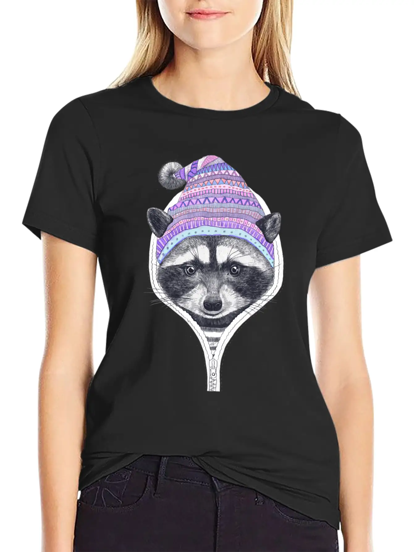 Winter Raccoon Relaxed Everyday Tee – Lightweight And Durable Cotton