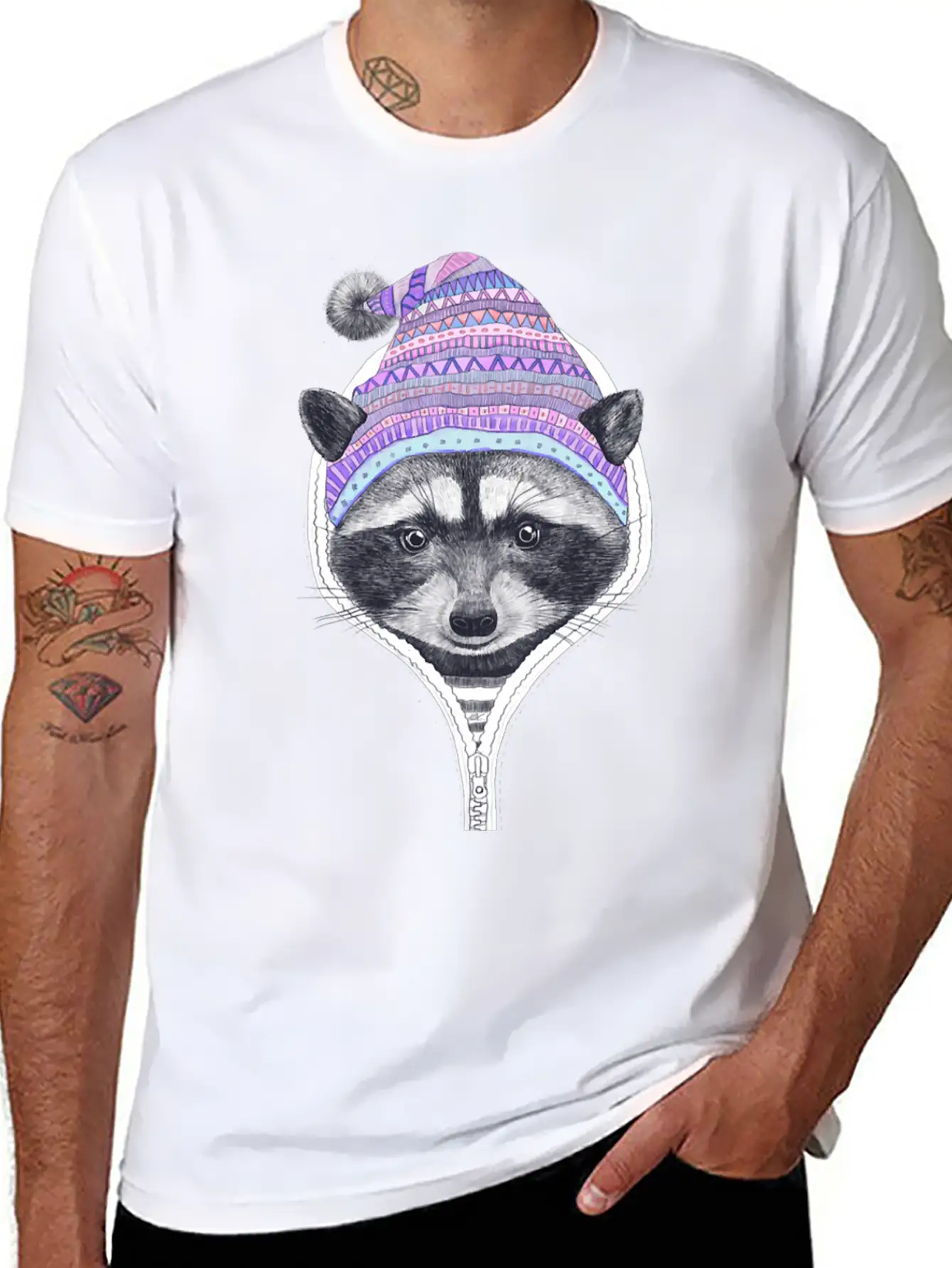 Winter Raccoon Relaxed Everyday Tee – Lightweight And Durable Cotton