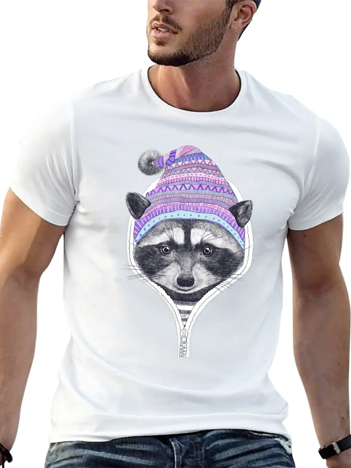 Winter Raccoon Relaxed Everyday Tee – Lightweight And Durable Cotton