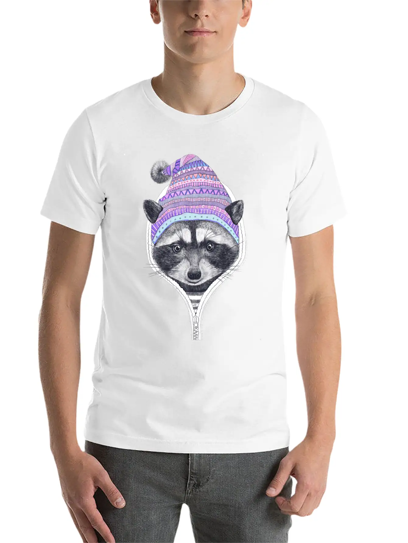 Winter Raccoon Relaxed Everyday Tee – Lightweight And Durable Cotton