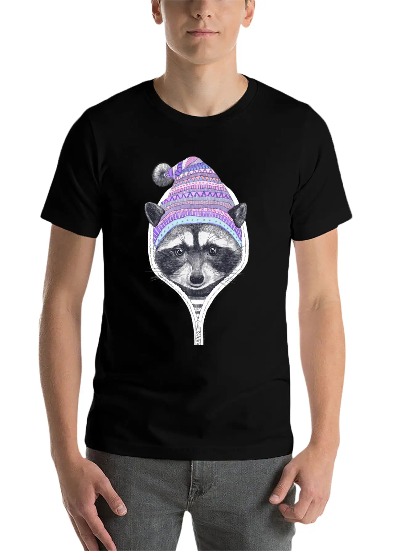 Winter Raccoon Relaxed Everyday Tee – Lightweight And Durable Cotton