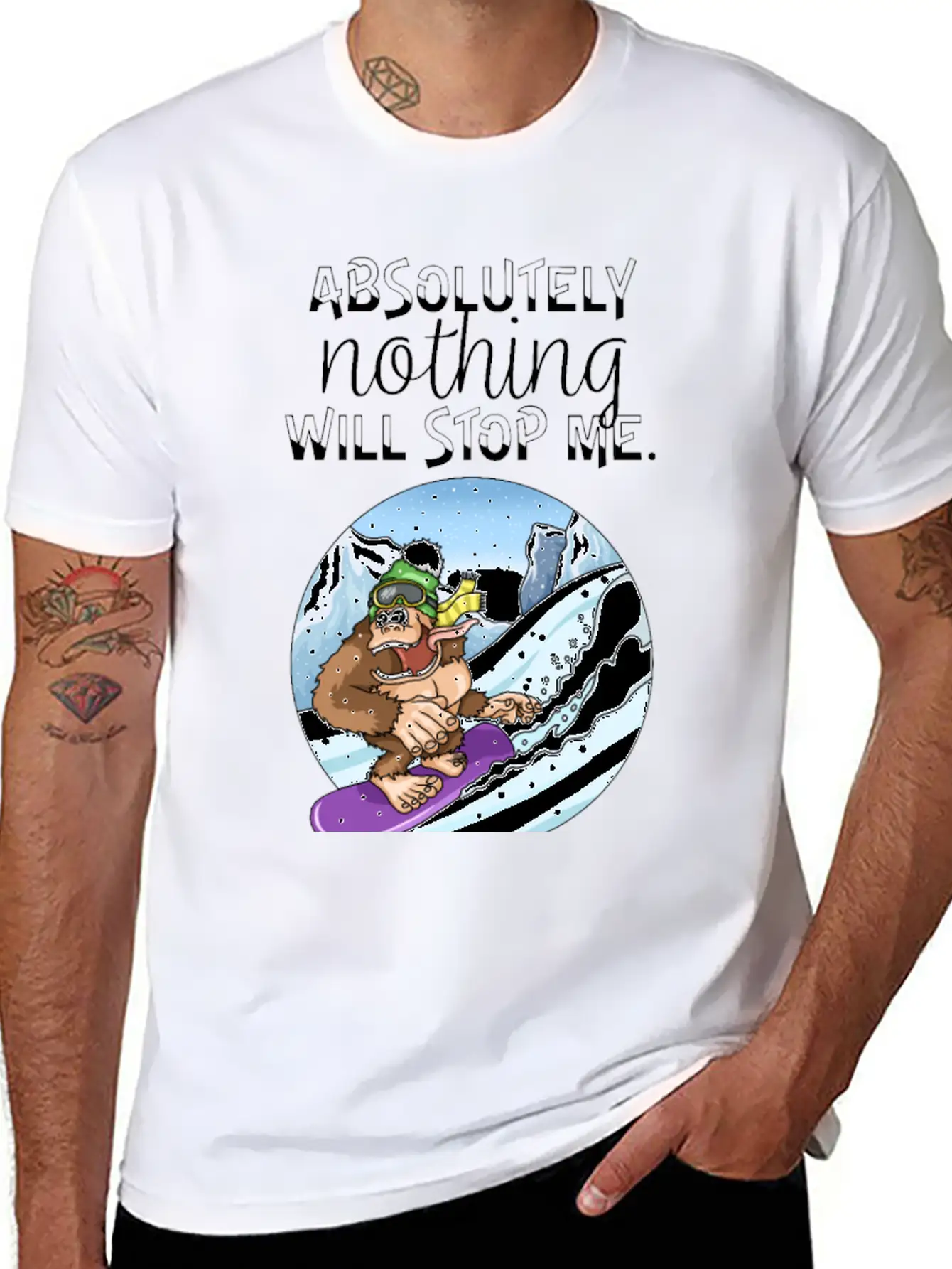 Winter Sports Snowboarding Gorilla Avalanche Unisex Casual T-Shirt – Clean Design For Daily Comfort