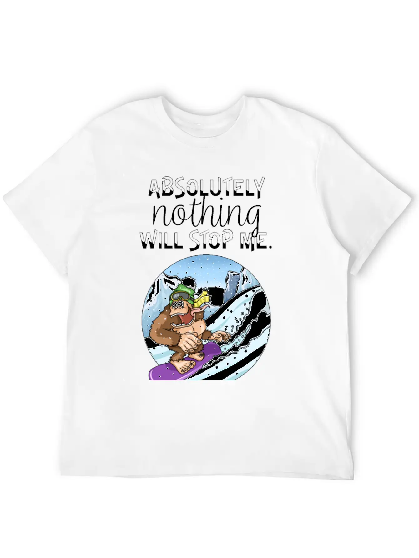 Winter Sports Snowboarding Gorilla Avalanche Unisex Casual T-Shirt – Clean Design For Daily Comfort