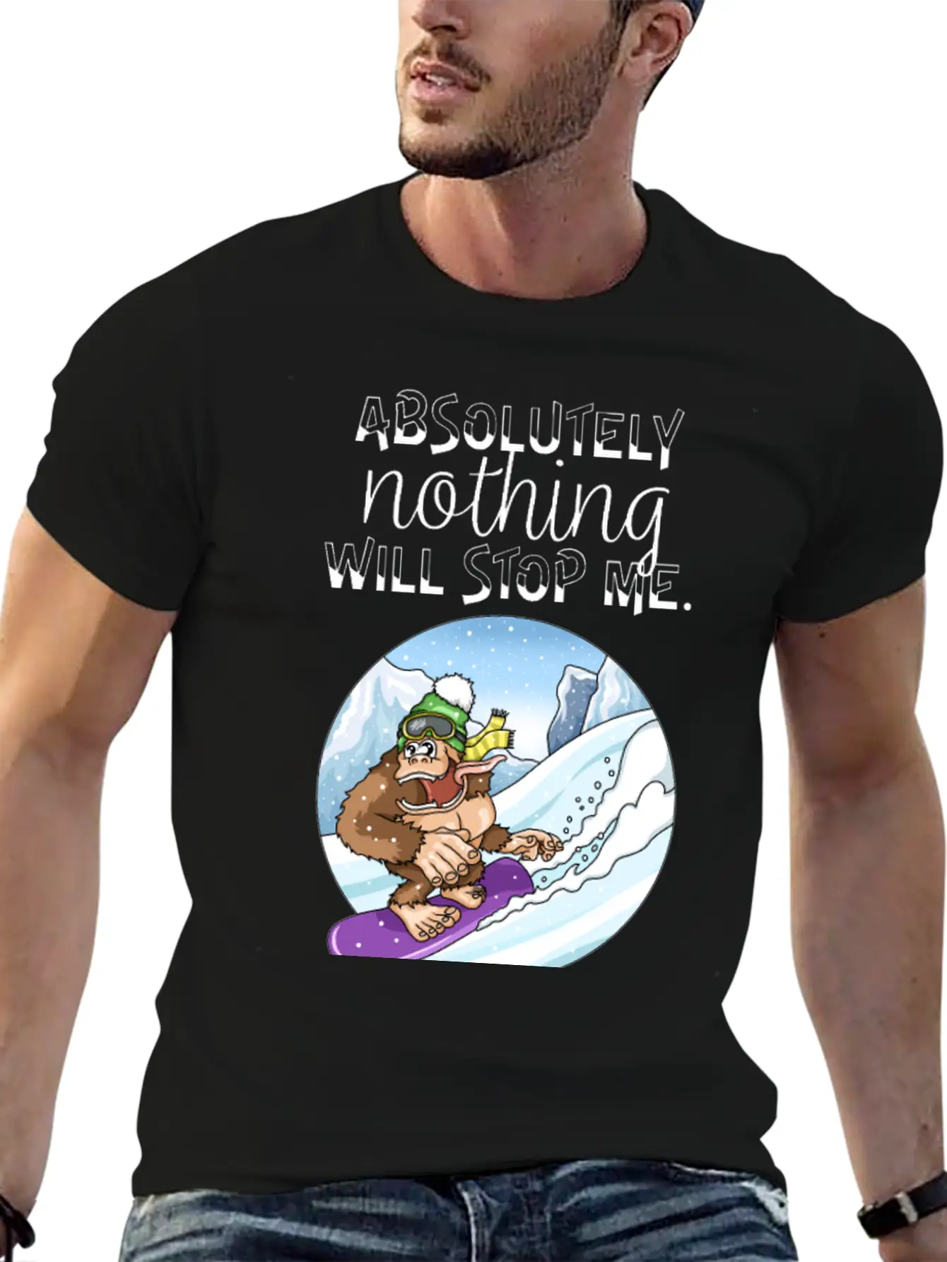 Winter Sports Snowboarding Gorilla Avalanche Unisex Casual T-Shirt – Clean Design For Daily Comfort