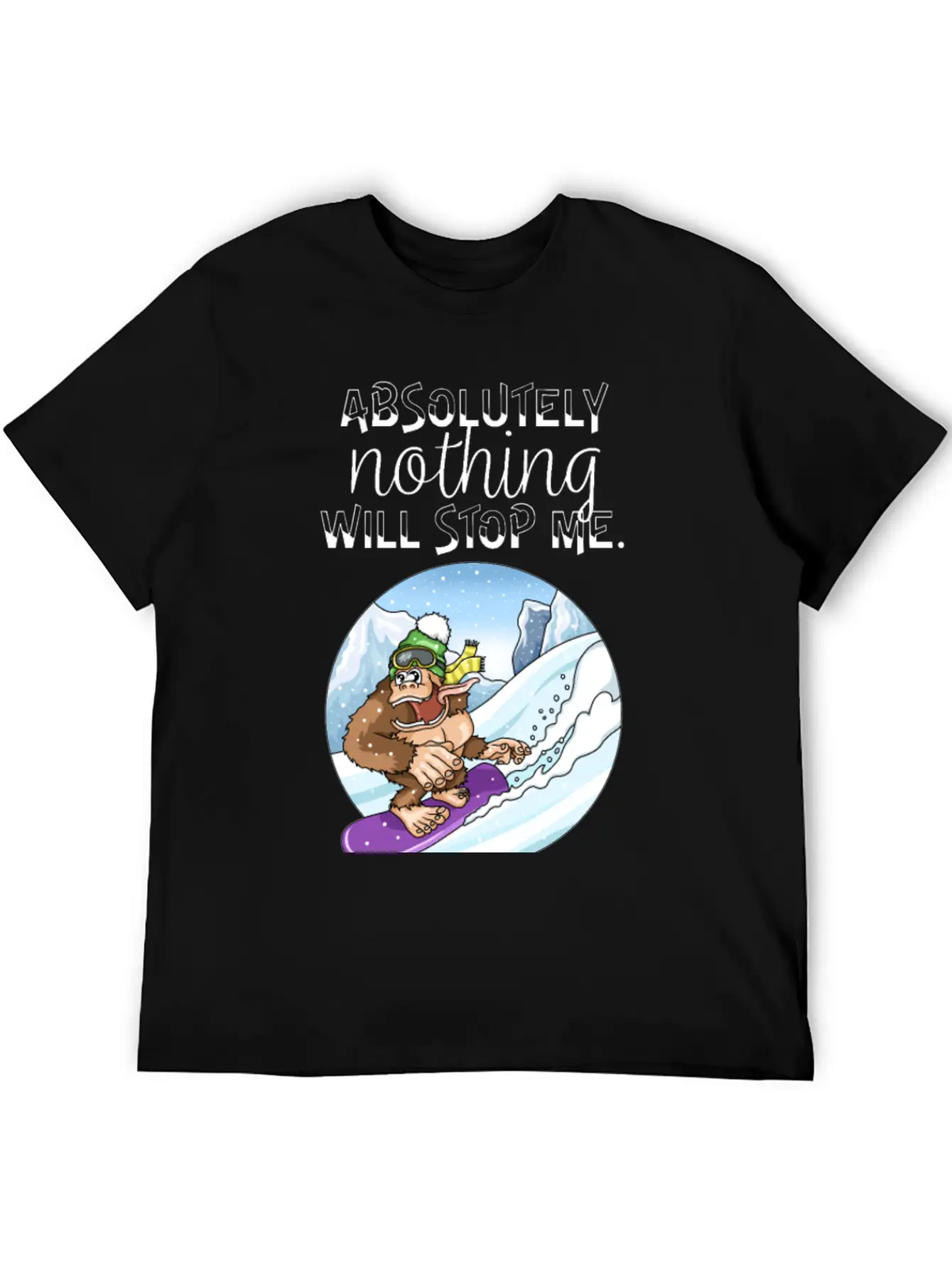 Winter Sports Snowboarding Gorilla Avalanche Unisex Casual T-Shirt – Clean Design For Daily Comfort
