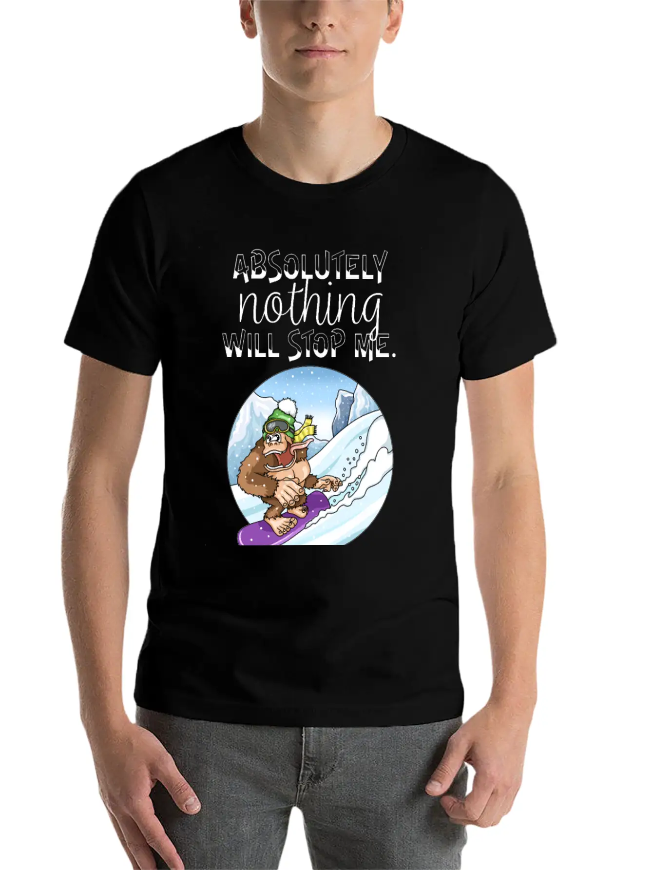 Winter Sports Snowboarding Gorilla Avalanche Unisex Casual T-Shirt – Clean Design For Daily Comfort