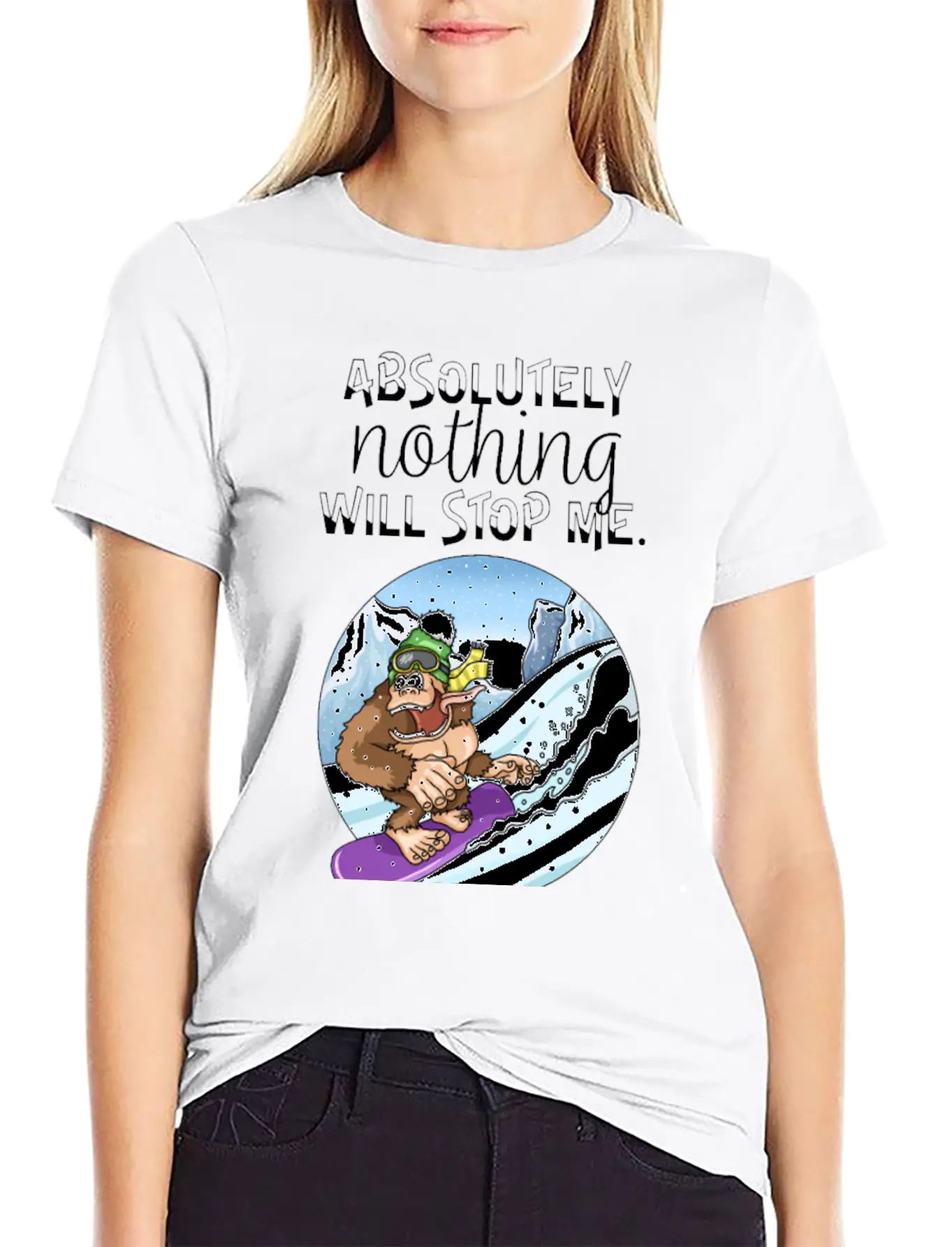 Winter Sports Snowboarding Gorilla Avalanche Unisex Casual T-Shirt – Clean Design For Daily Comfort