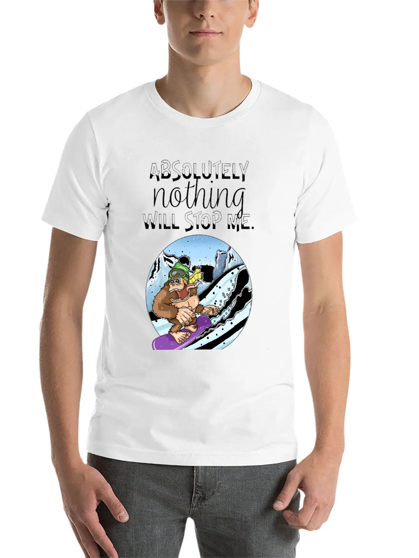 Winter Sports Snowboarding Gorilla Avalanche Unisex Casual T-Shirt – Clean Design For Daily Comfort