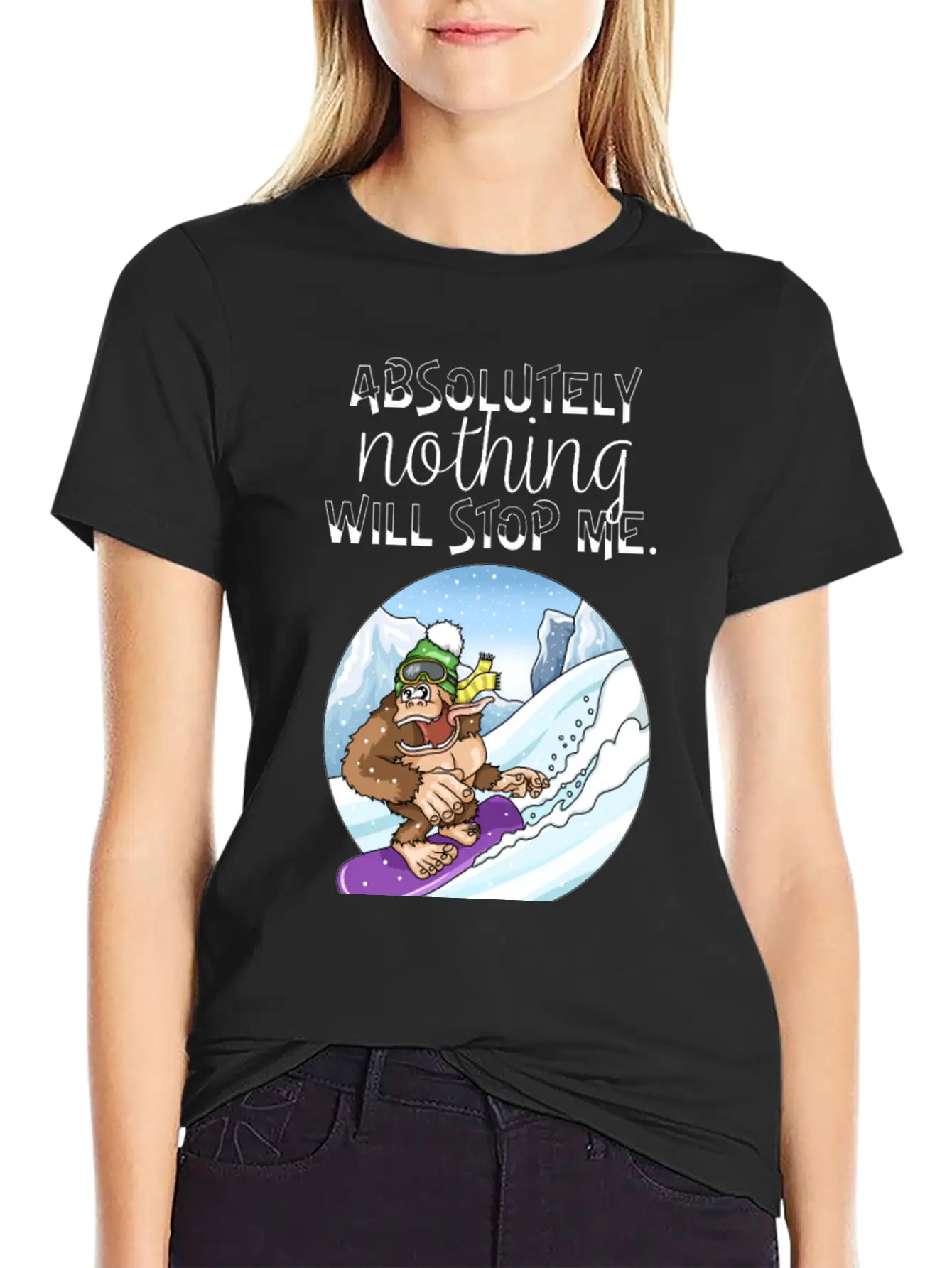 Winter Sports Snowboarding Gorilla Avalanche Unisex Casual T-Shirt – Clean Design For Daily Comfort