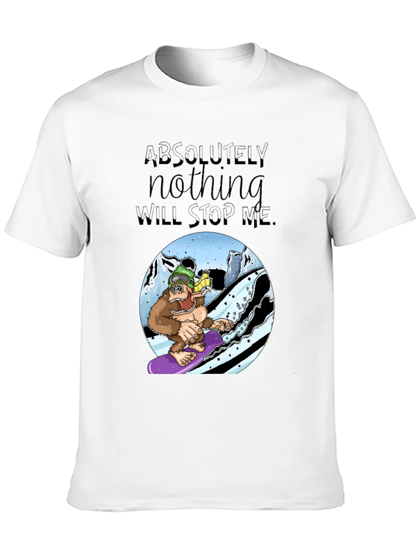Winter Sports Snowboarding Gorilla Avalanche Unisex Casual T-Shirt – Clean Design For Daily Comfort