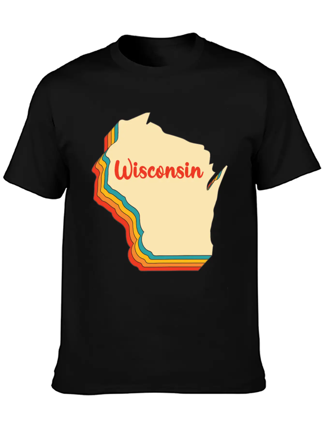 Wisconsin Map Outline Vintage Retro Wis Home State Basic Graphic T-Shirt – Daily Comfort In Soft Cotton