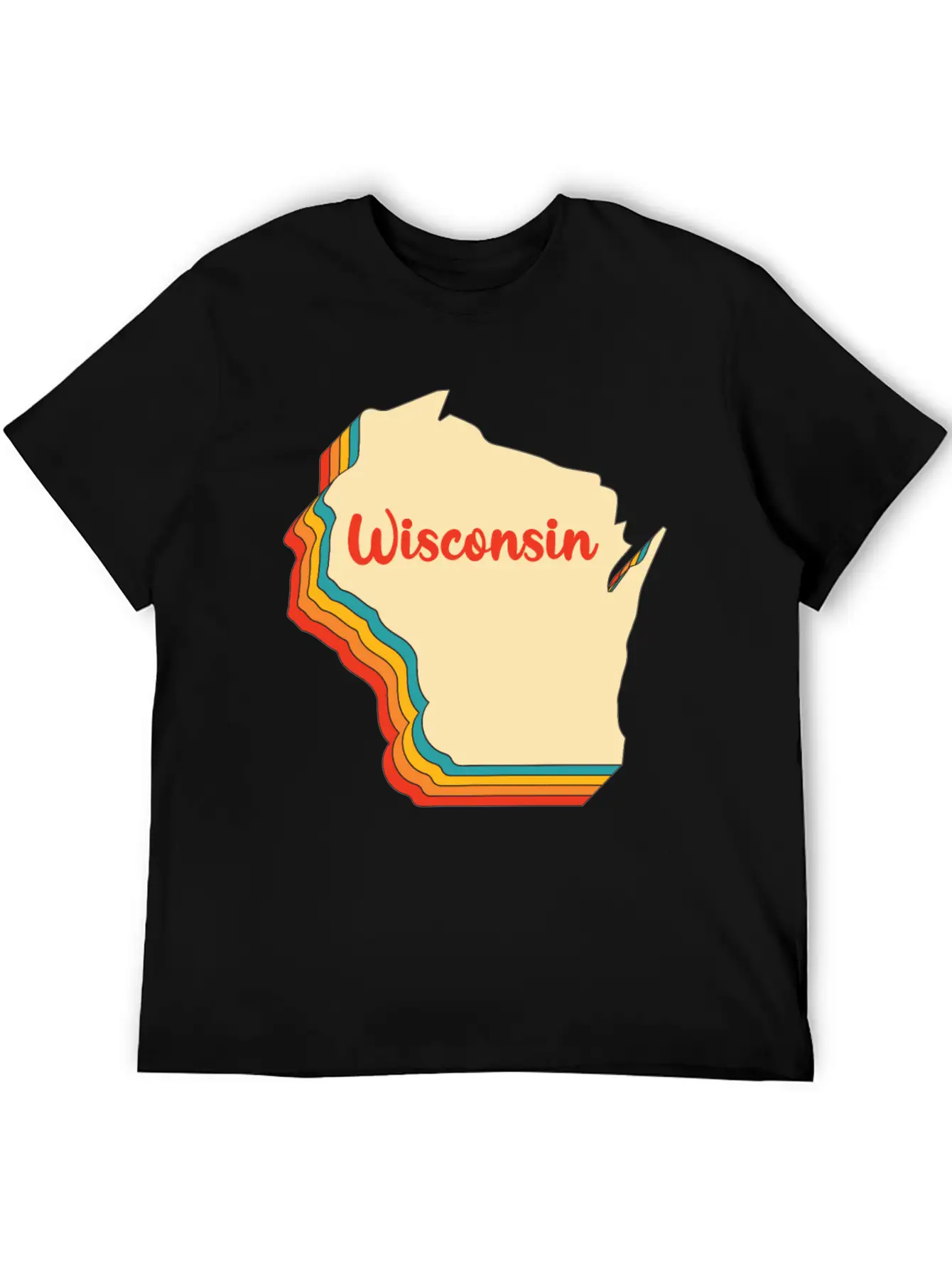 Wisconsin Map Outline Vintage Retro Wis Home State Basic Graphic T-Shirt – Daily Comfort In Soft Cotton