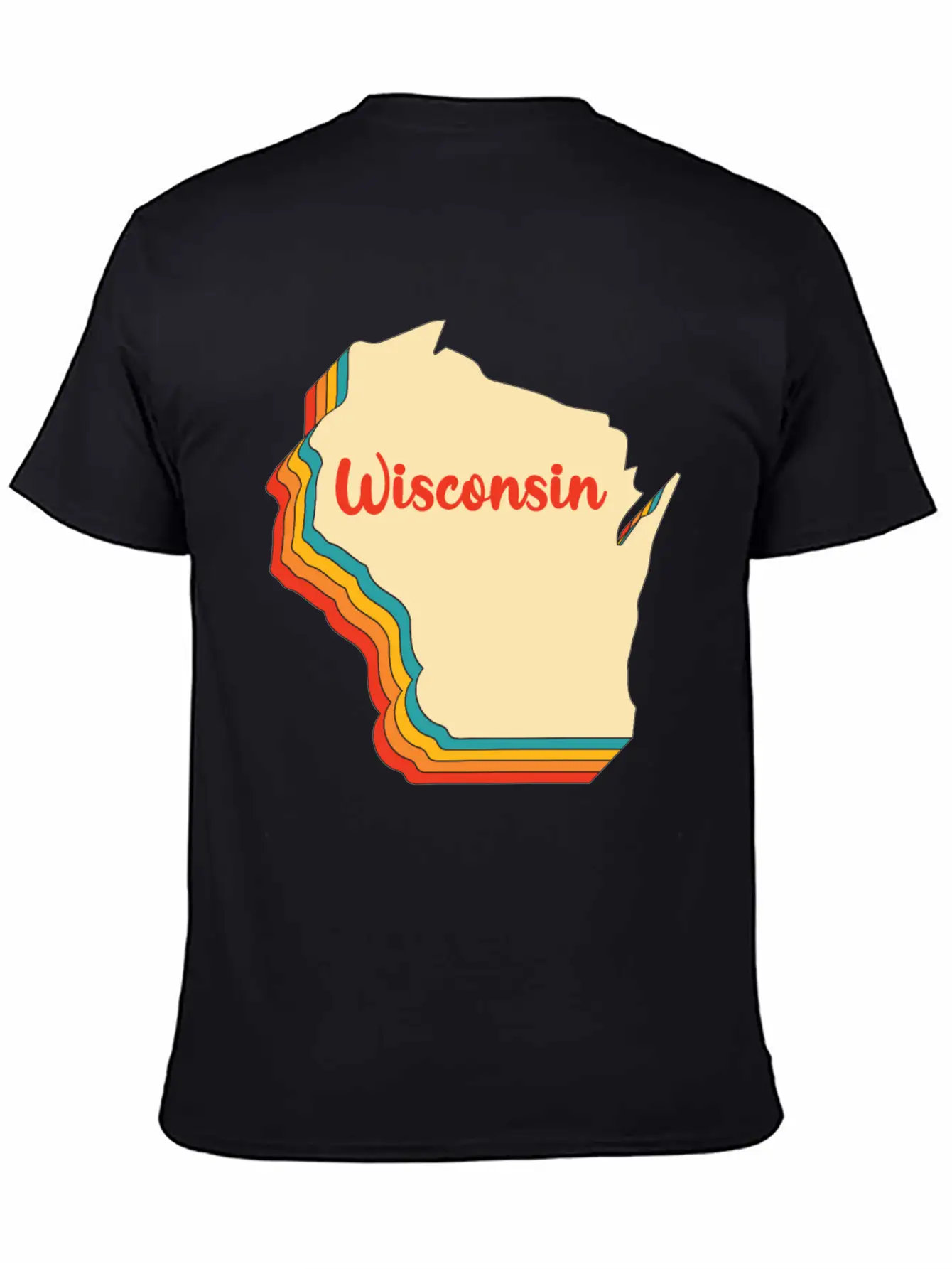 Wisconsin Map Outline Vintage Retro Wis Home State Basic Graphic T-Shirt – Daily Comfort In Soft Cotton