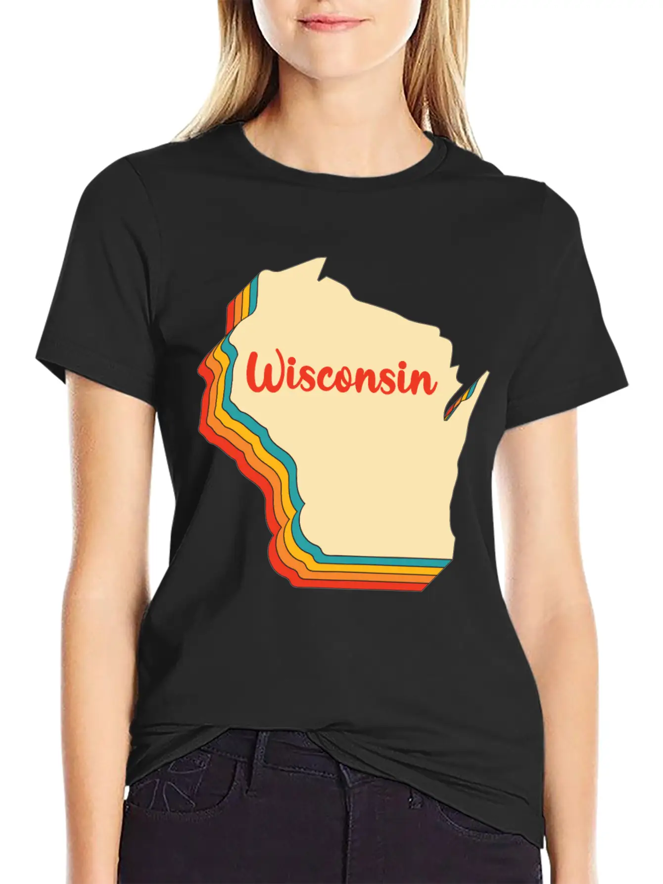 Wisconsin Map Outline Vintage Retro Wis Home State Basic Graphic T-Shirt – Daily Comfort In Soft Cotton