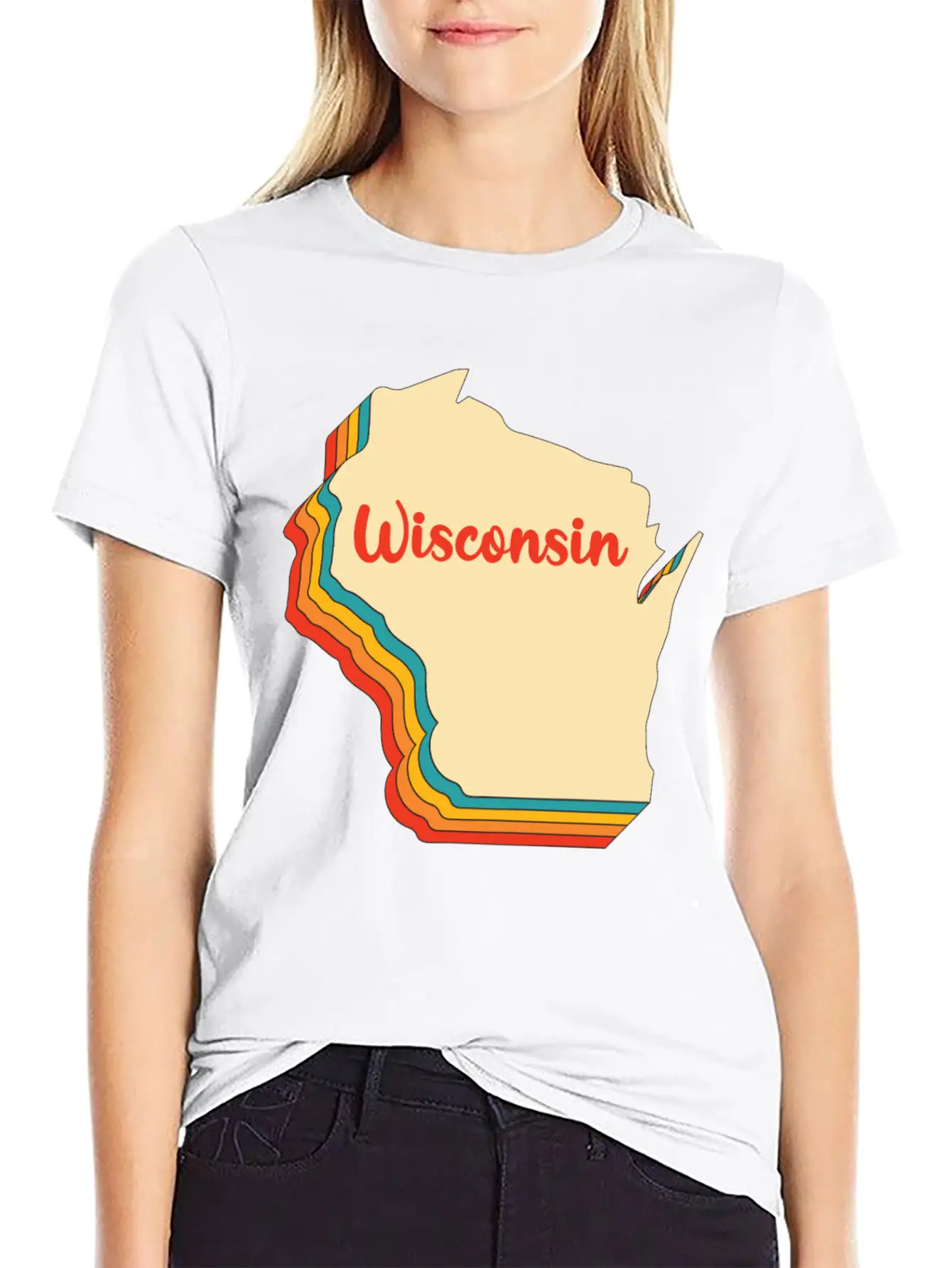 Wisconsin Map Outline Vintage Retro Wis Home State Basic Graphic T-Shirt – Daily Comfort In Soft Cotton