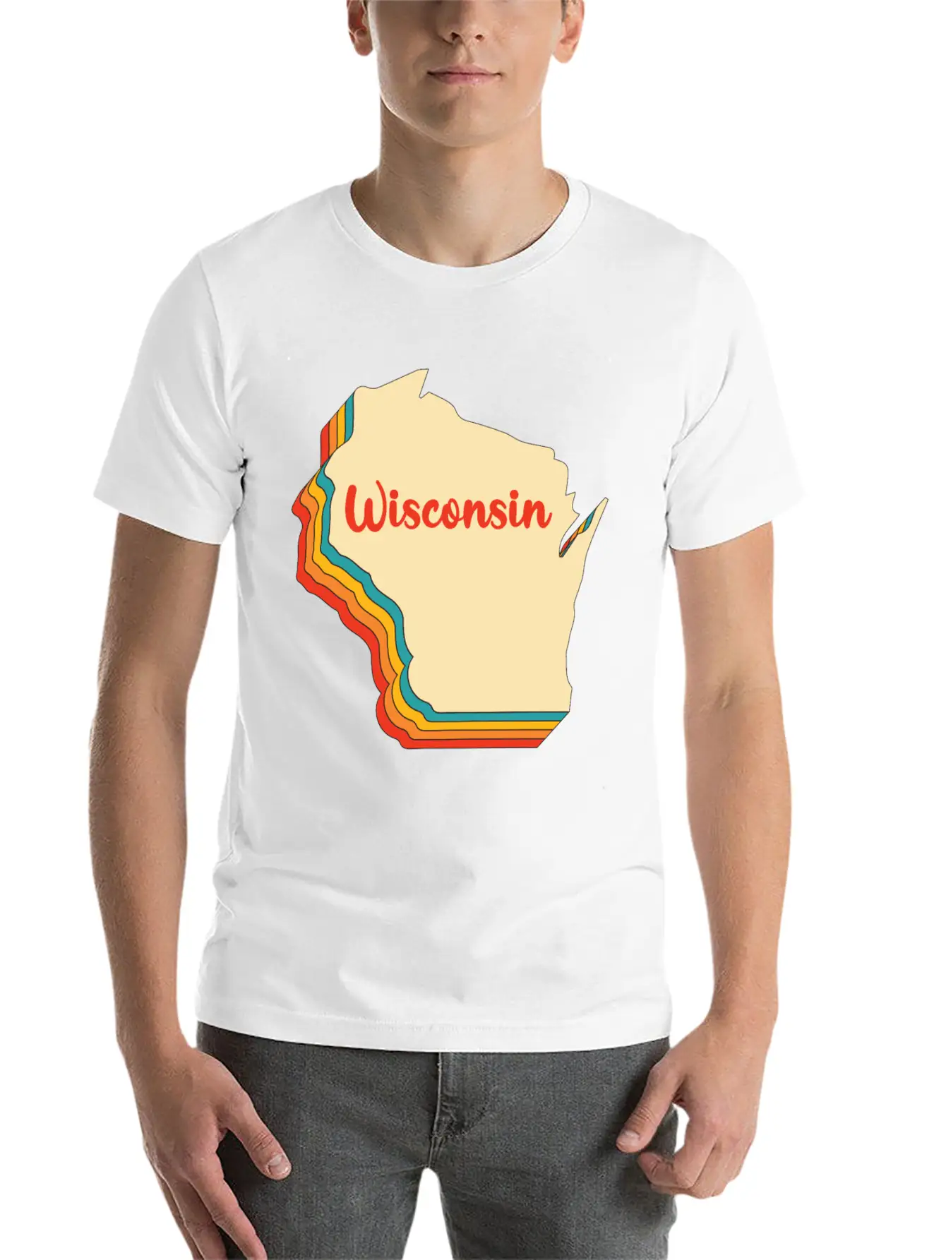 Wisconsin Map Outline Vintage Retro Wis Home State Basic Graphic T-Shirt – Daily Comfort In Soft Cotton