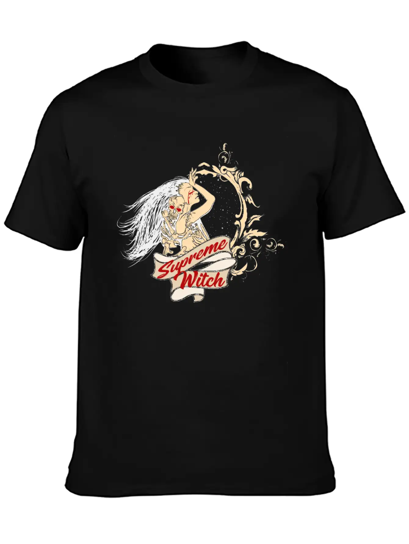 Witch With Skull Gothic Modern Fit Casual T-Shirt – Clean And Versatile Design