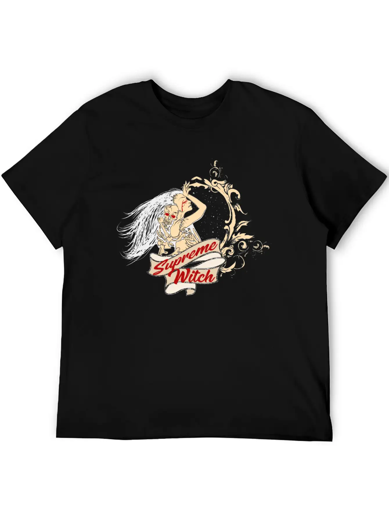 Witch With Skull Gothic Modern Fit Casual T-Shirt – Clean And Versatile Design