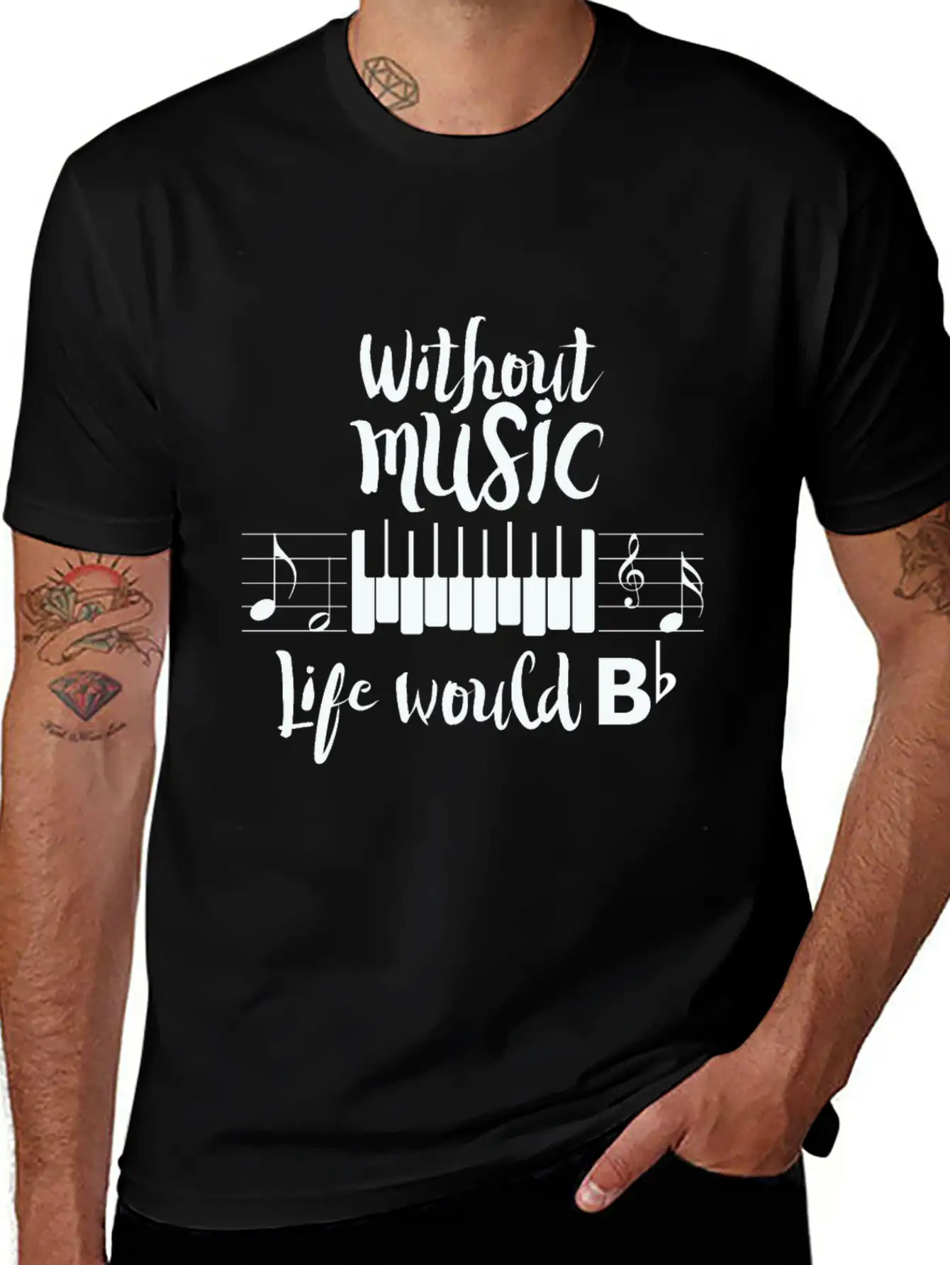 Without Music Life Would B Flat Essential Cotton Tee For Daily Outfits – Unisex Style