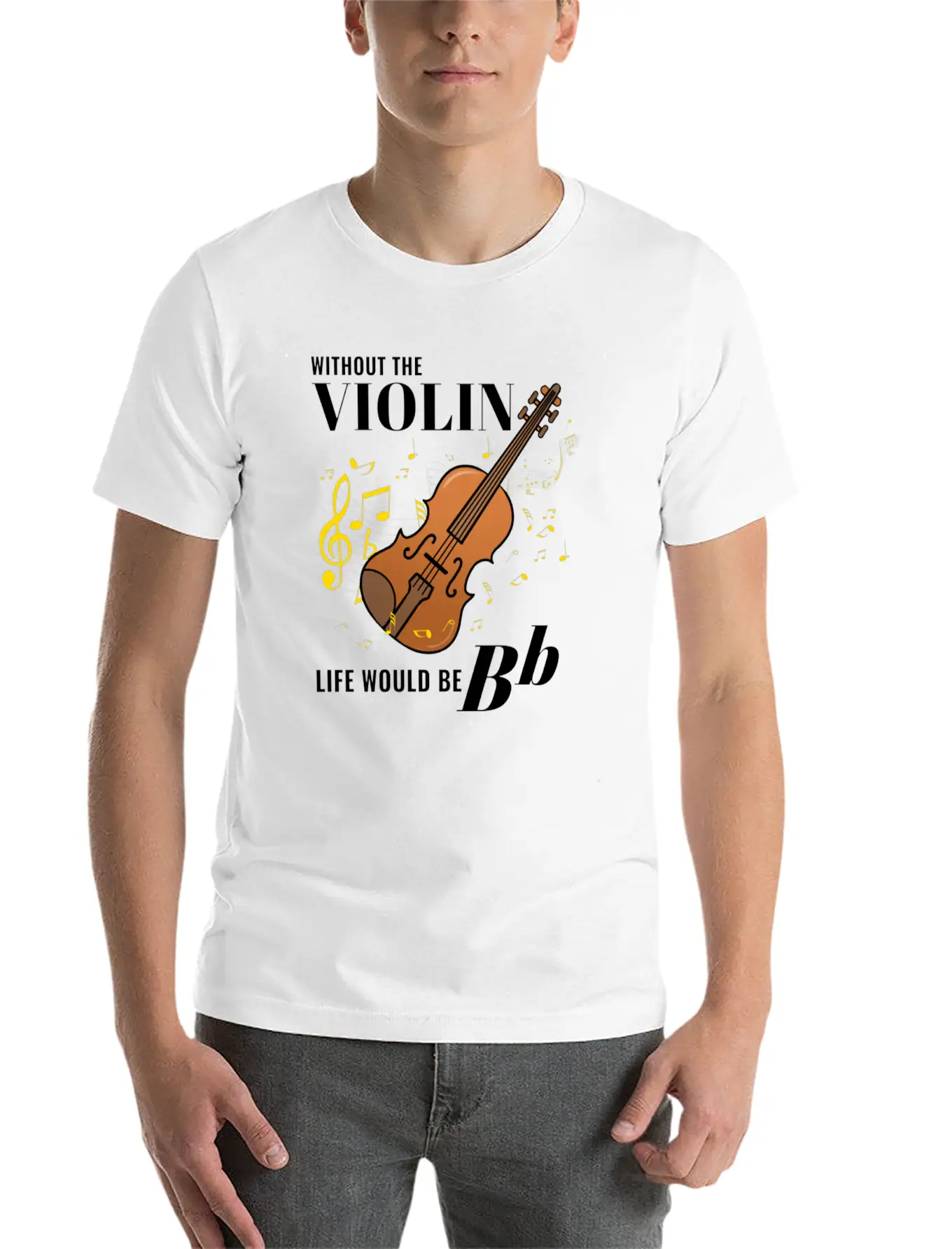 Without The Violin Life Would Be Bb For Violin Lightweight Cotton T-Shirt – Daily Comfort Graphic Shirt