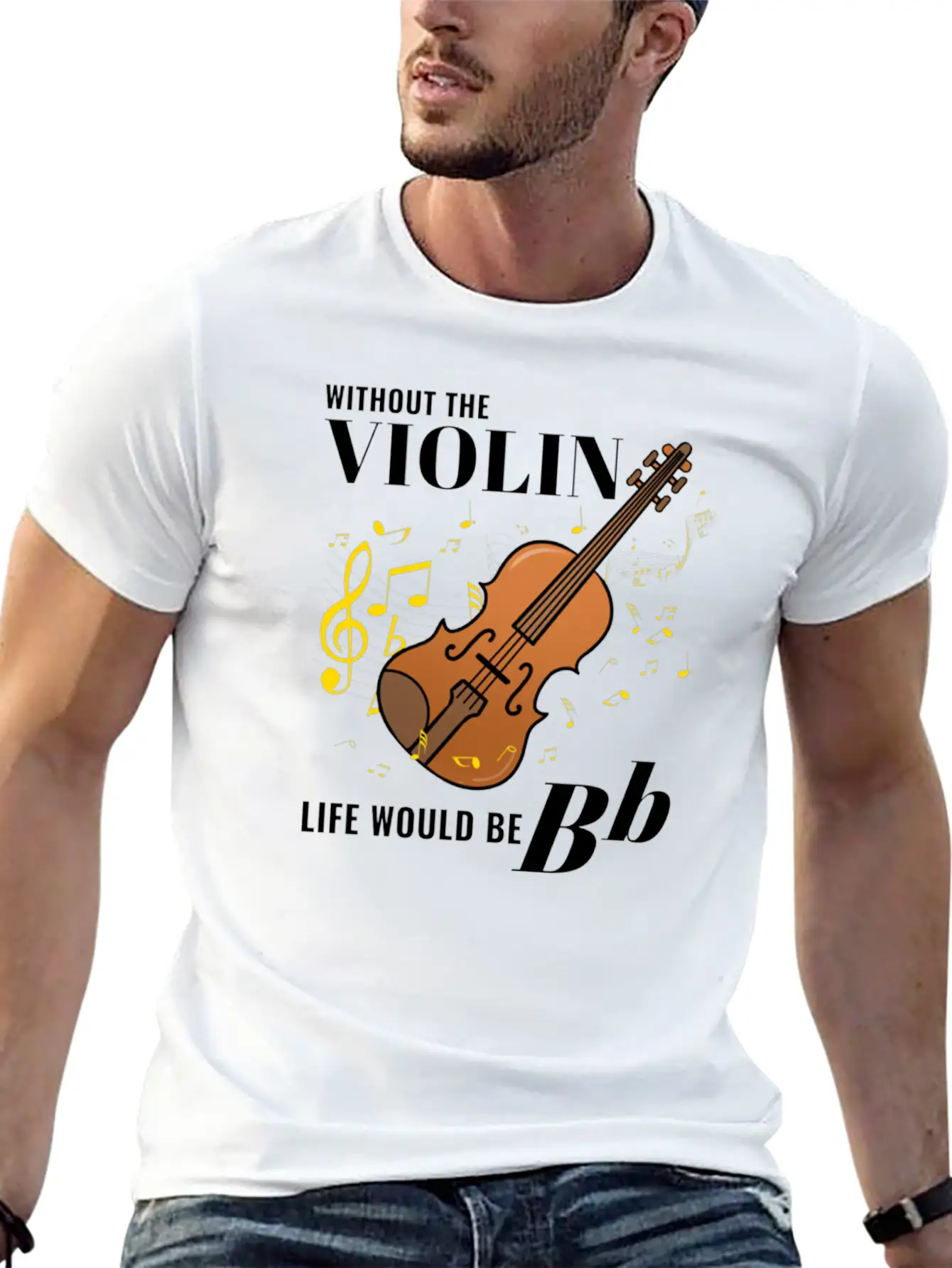 Without The Violin Life Would Be Bb For Violin Lightweight Cotton T-Shirt – Daily Comfort Graphic Shirt