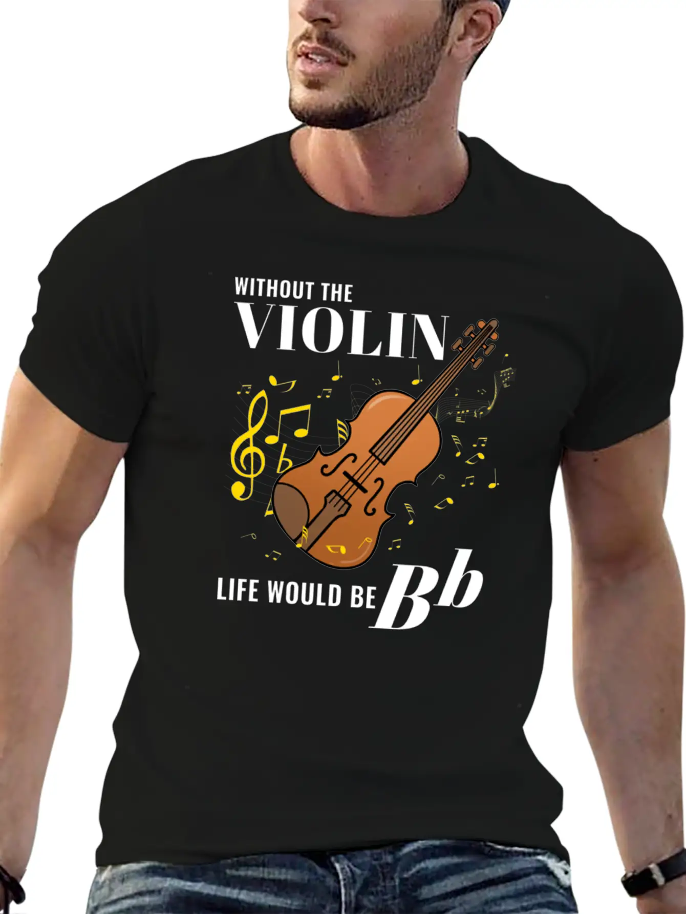 Without The Violin Life Would Be Bb For Violin Lightweight Cotton T-Shirt – Daily Comfort Graphic Shirt