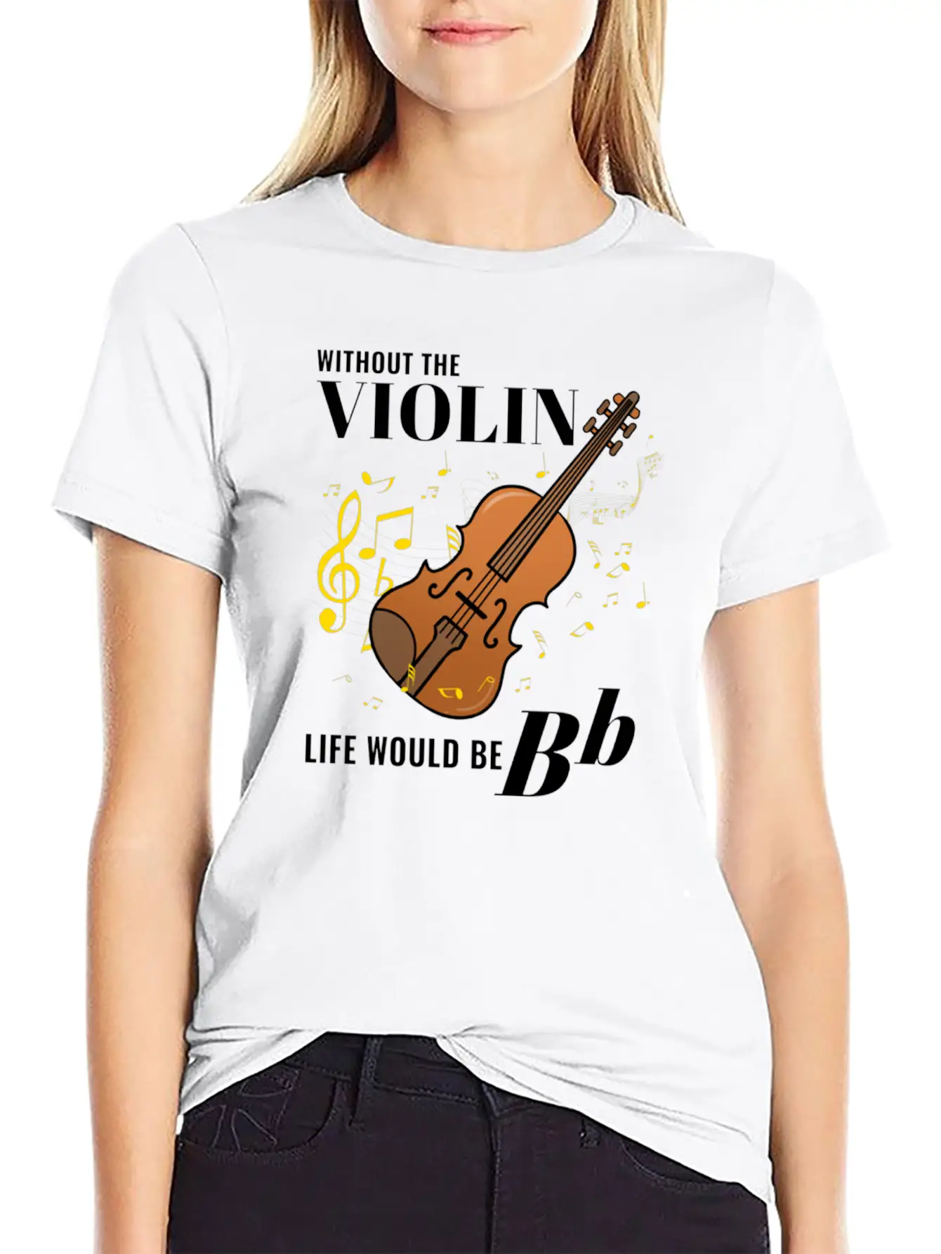 Without The Violin Life Would Be Bb For Violin Lightweight Cotton T-Shirt – Daily Comfort Graphic Shirt