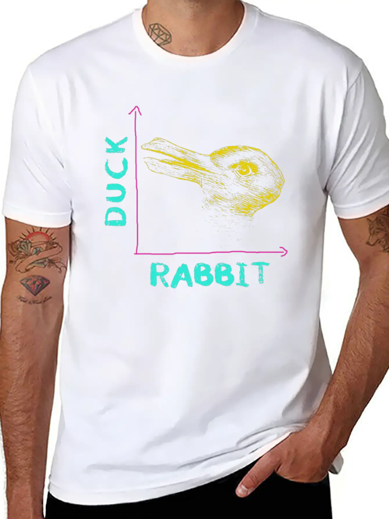 Wittgensteins Rabbit Duck Illusion Lightweight Cotton T-Shirt – Daily Comfort Graphic Shirt