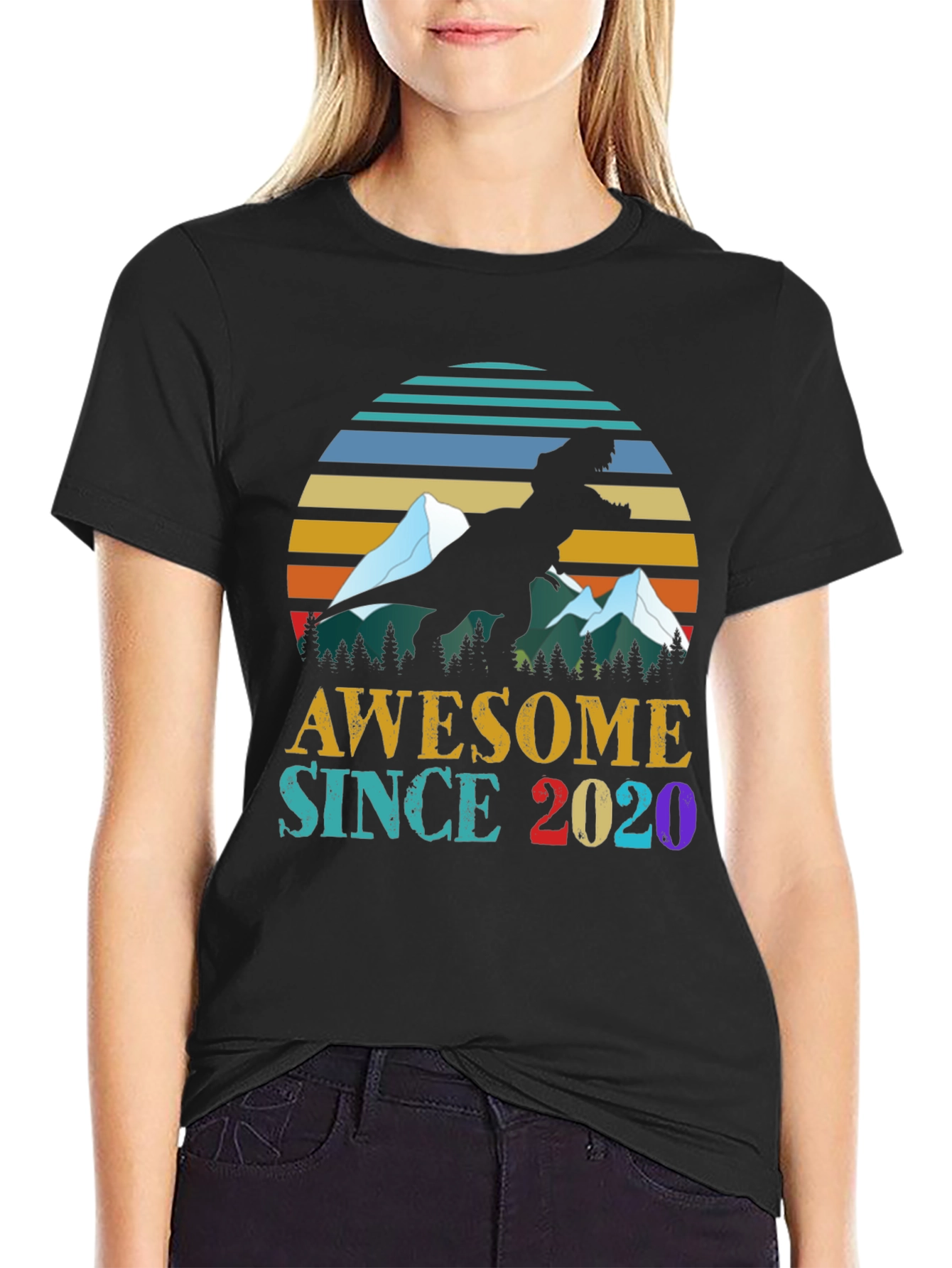 Awesome Since 2020 Dinosaur Graphic Tee