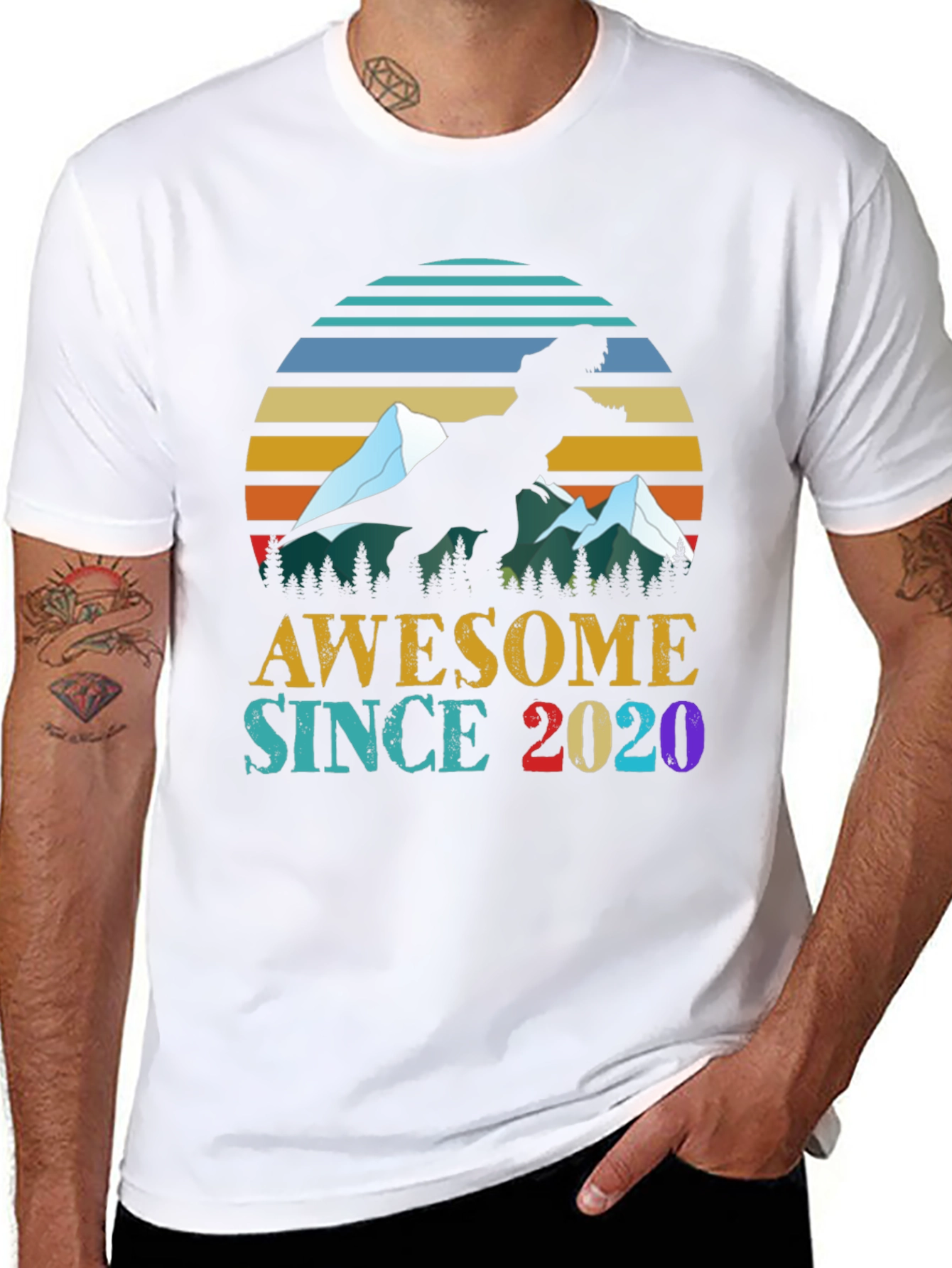 Awesome Since 2020 Dinosaur Graphic Tee