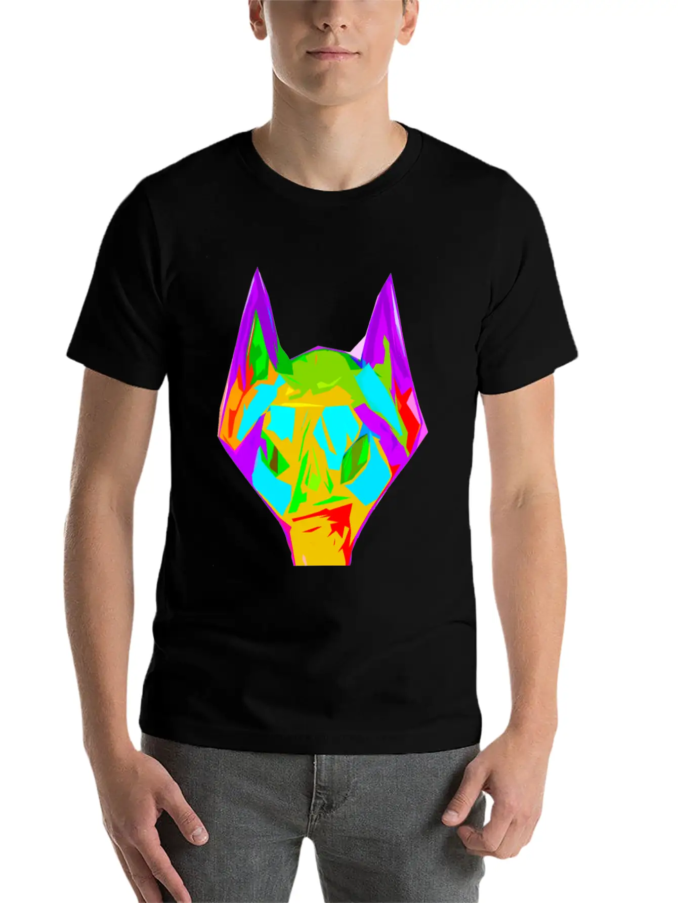 Wolf Abstract Digital Art Unisex Casual T-Shirt – Clean Design For Daily Comfort