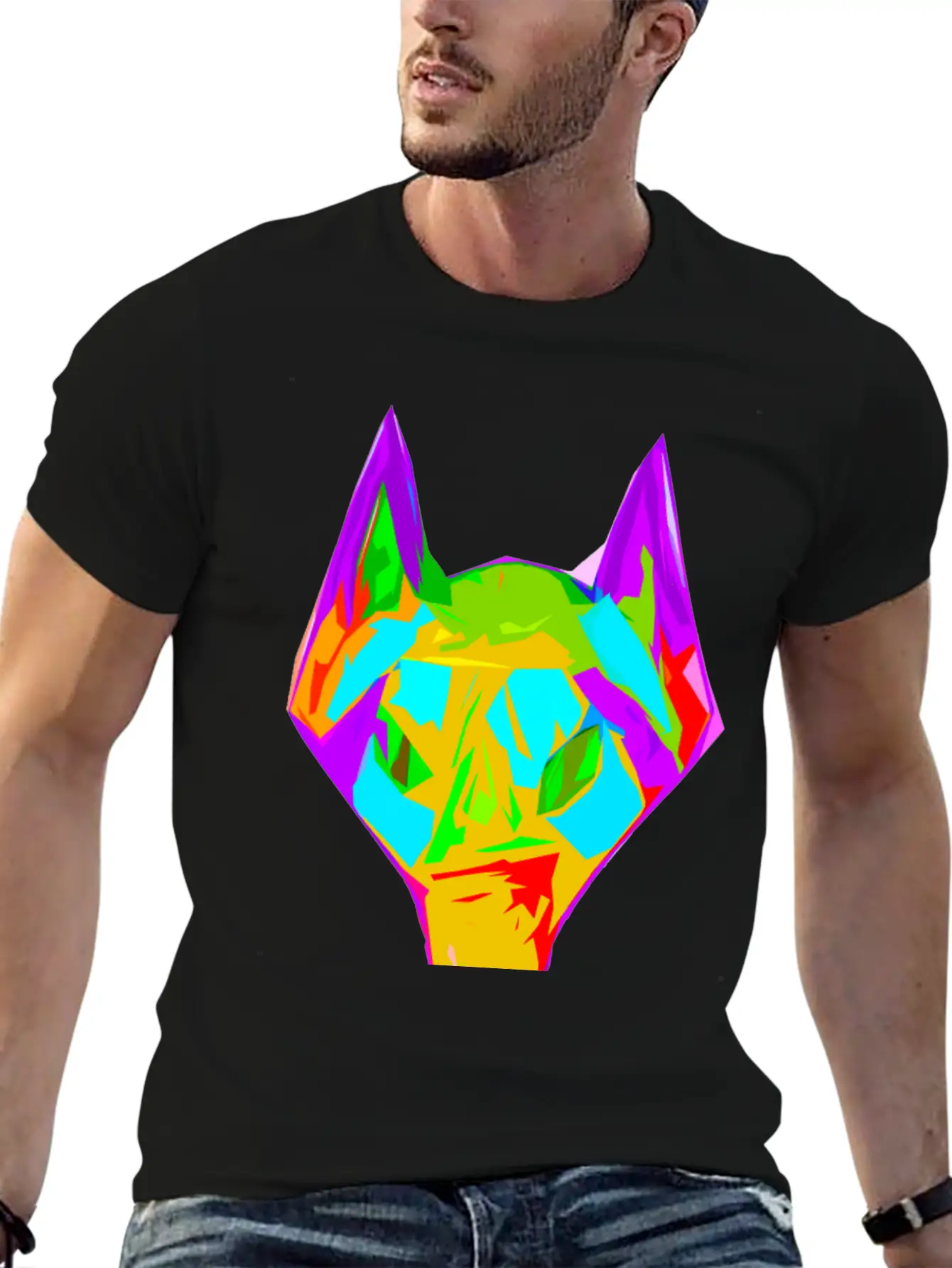 Wolf Abstract Digital Art Unisex Casual T-Shirt – Clean Design For Daily Comfort