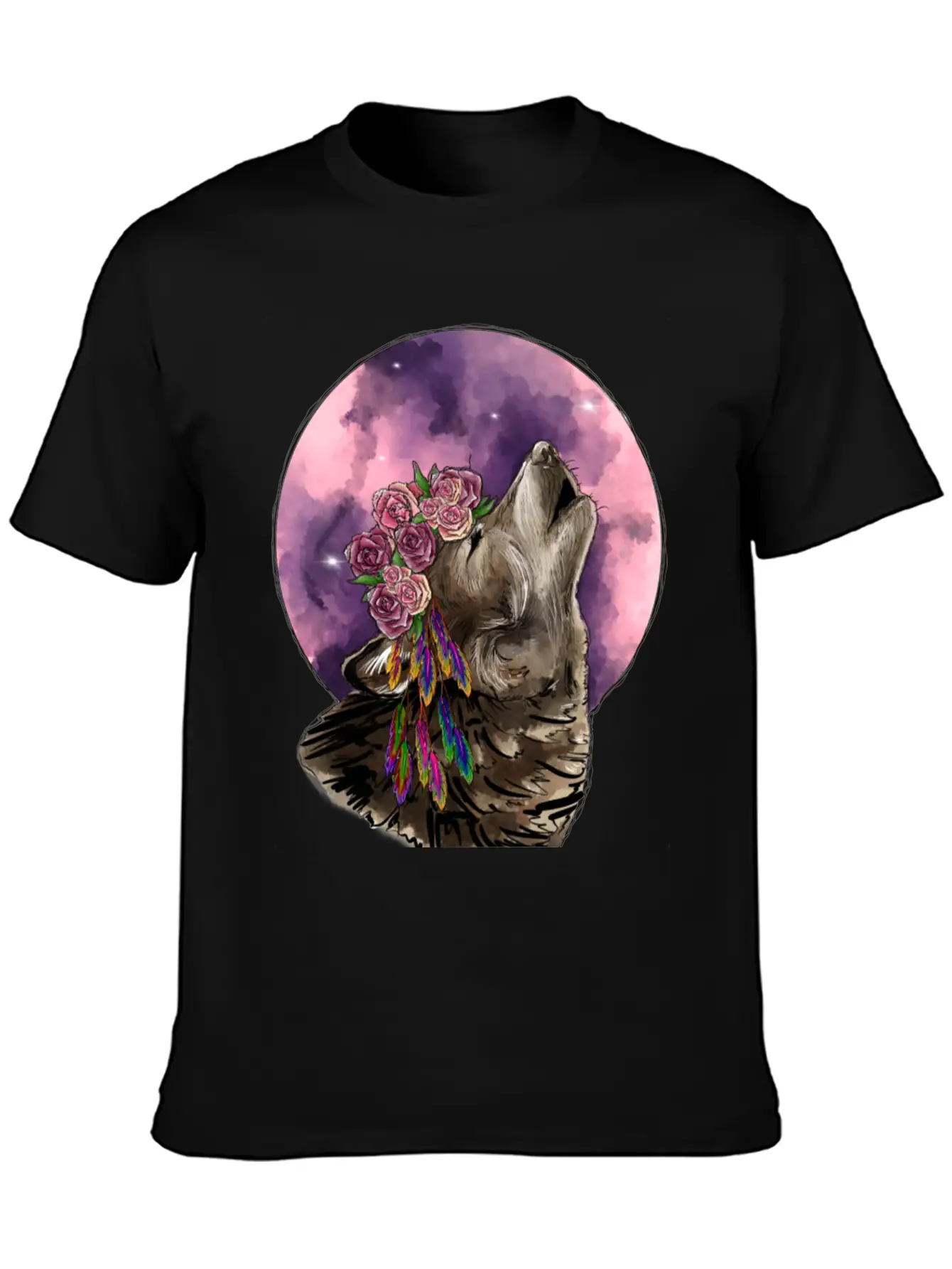 Wolf And Moon Essential Cotton Tee For Daily Outfits – Unisex Style
