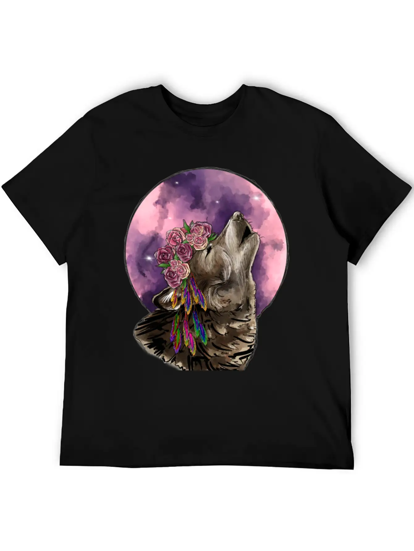 Wolf And Moon Essential Cotton Tee For Daily Outfits – Unisex Style