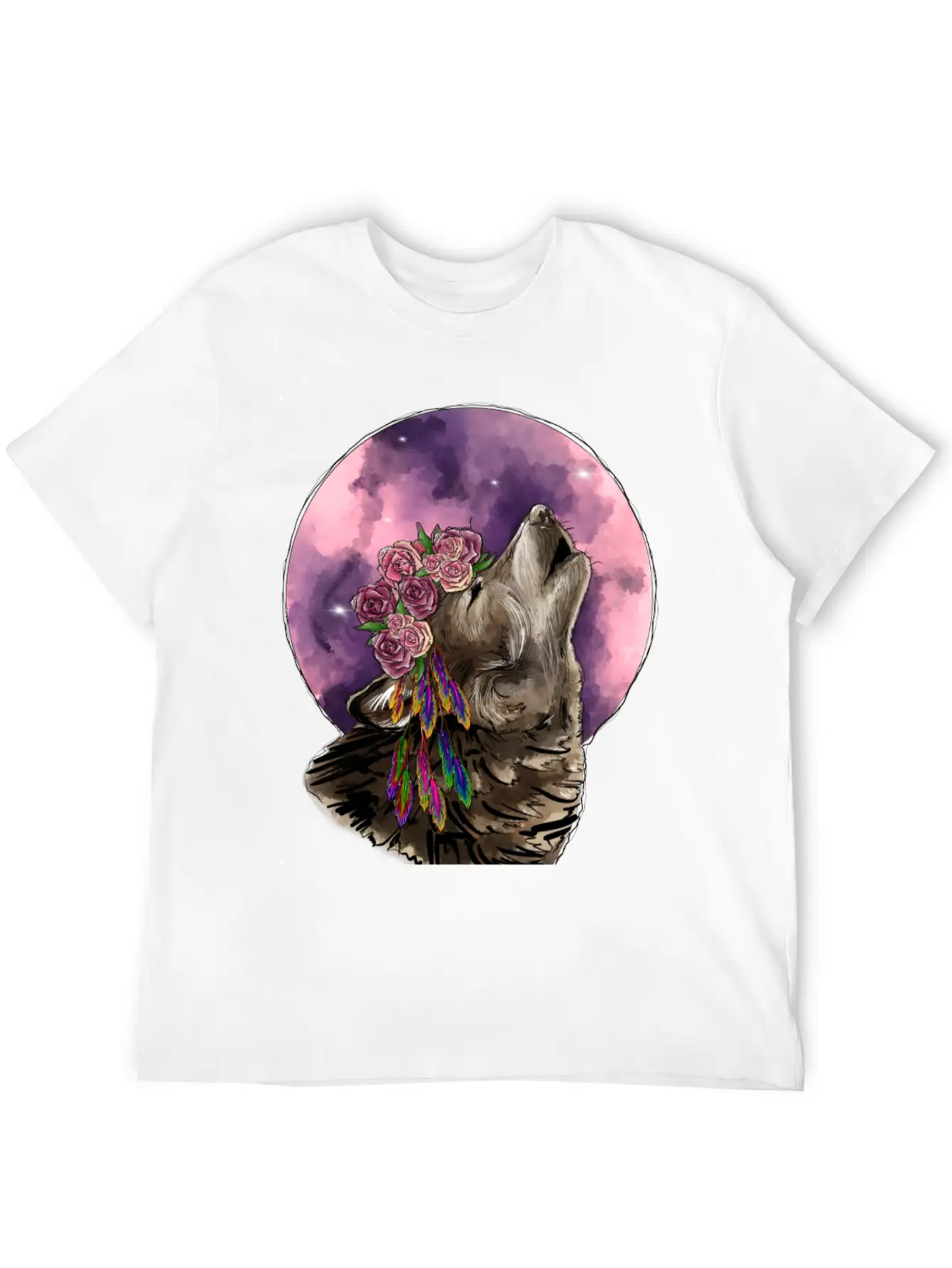 Wolf And Moon Essential Cotton Tee For Daily Outfits – Unisex Style