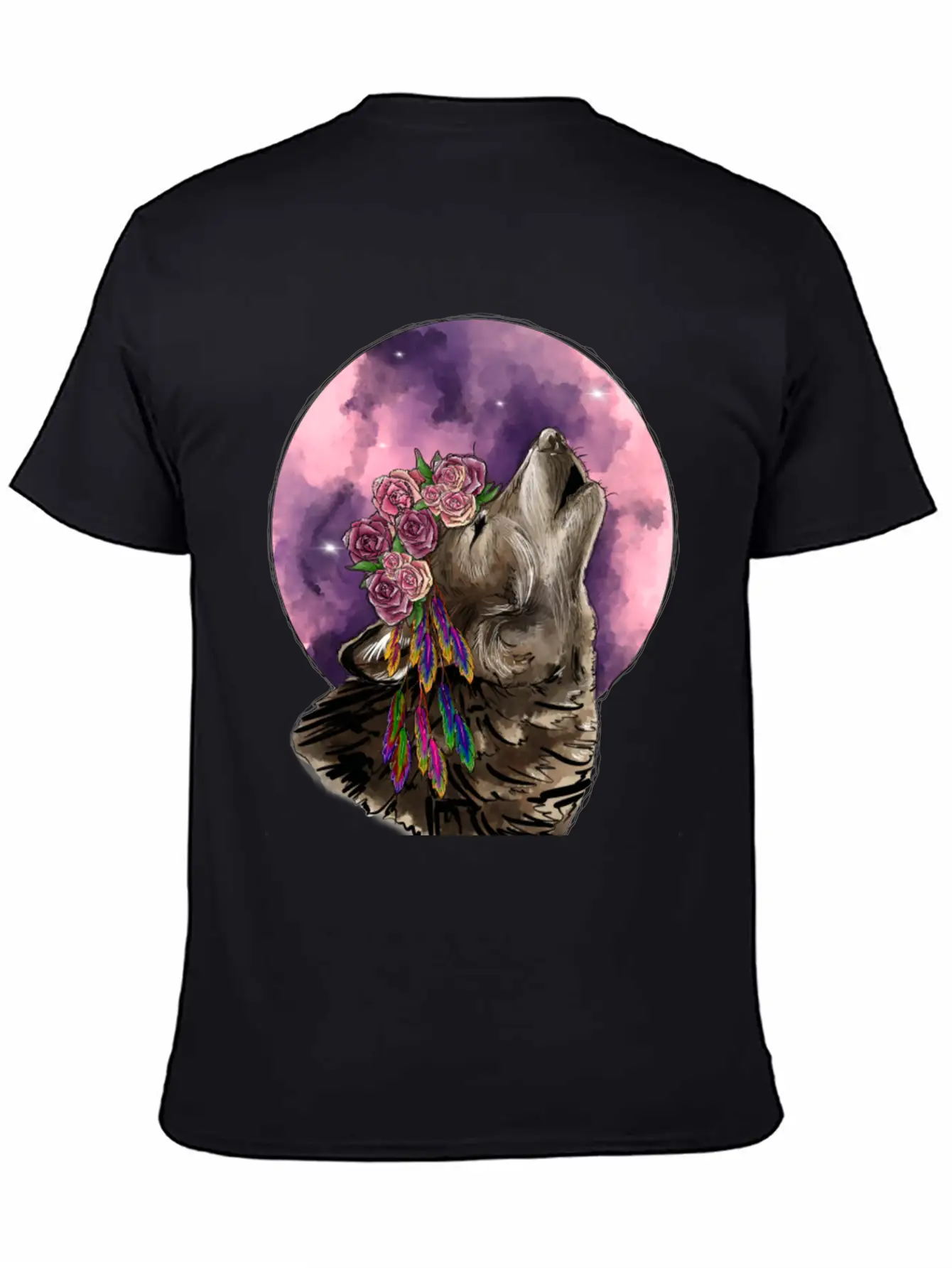 Wolf And Moon Essential Cotton Tee For Daily Outfits – Unisex Style