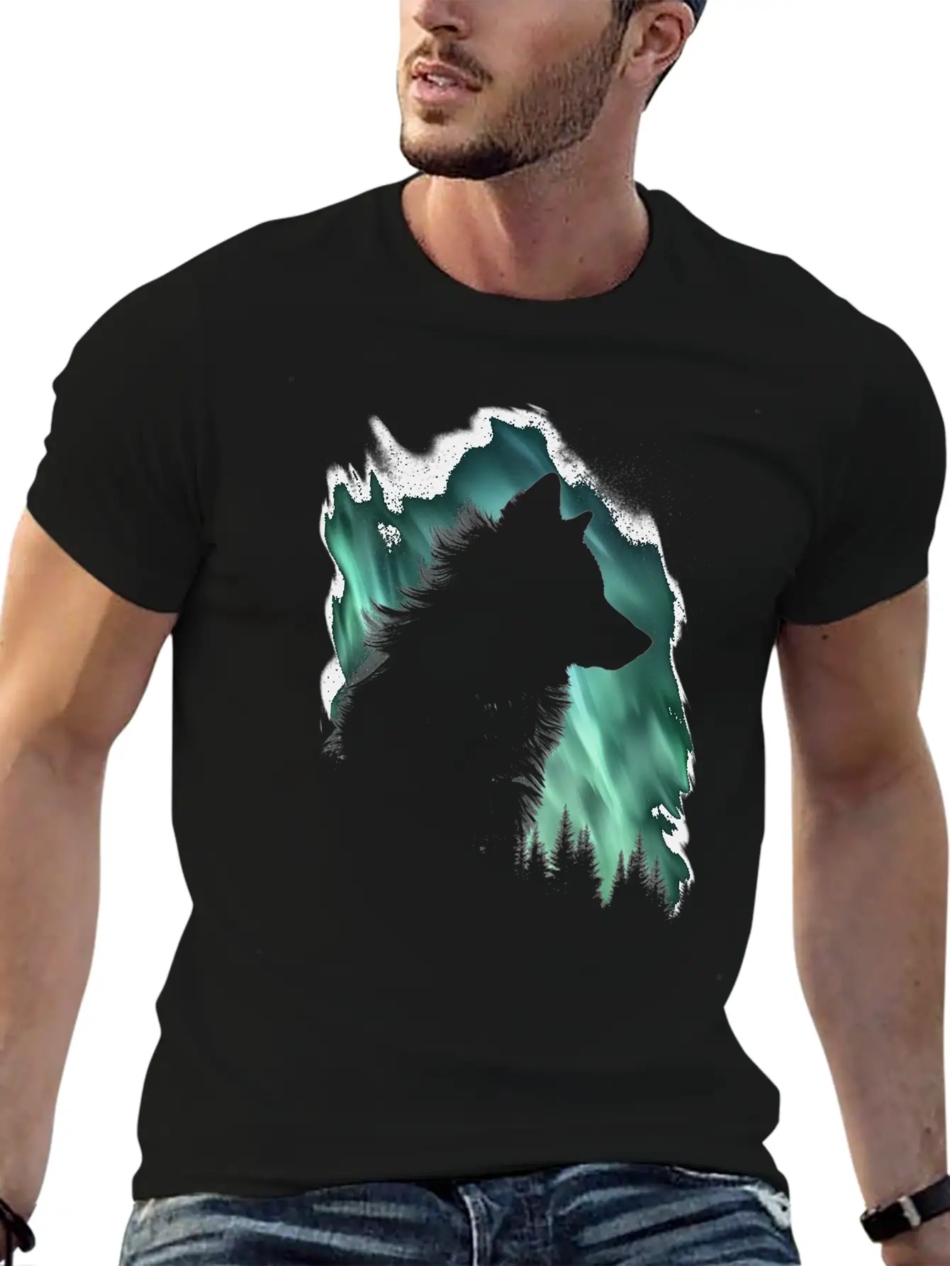 Wolf Aurora Arctic Wolf Lover Gift Classic Fit Graphic Tee For Daily Comfort – Unisex Cotton Shirt