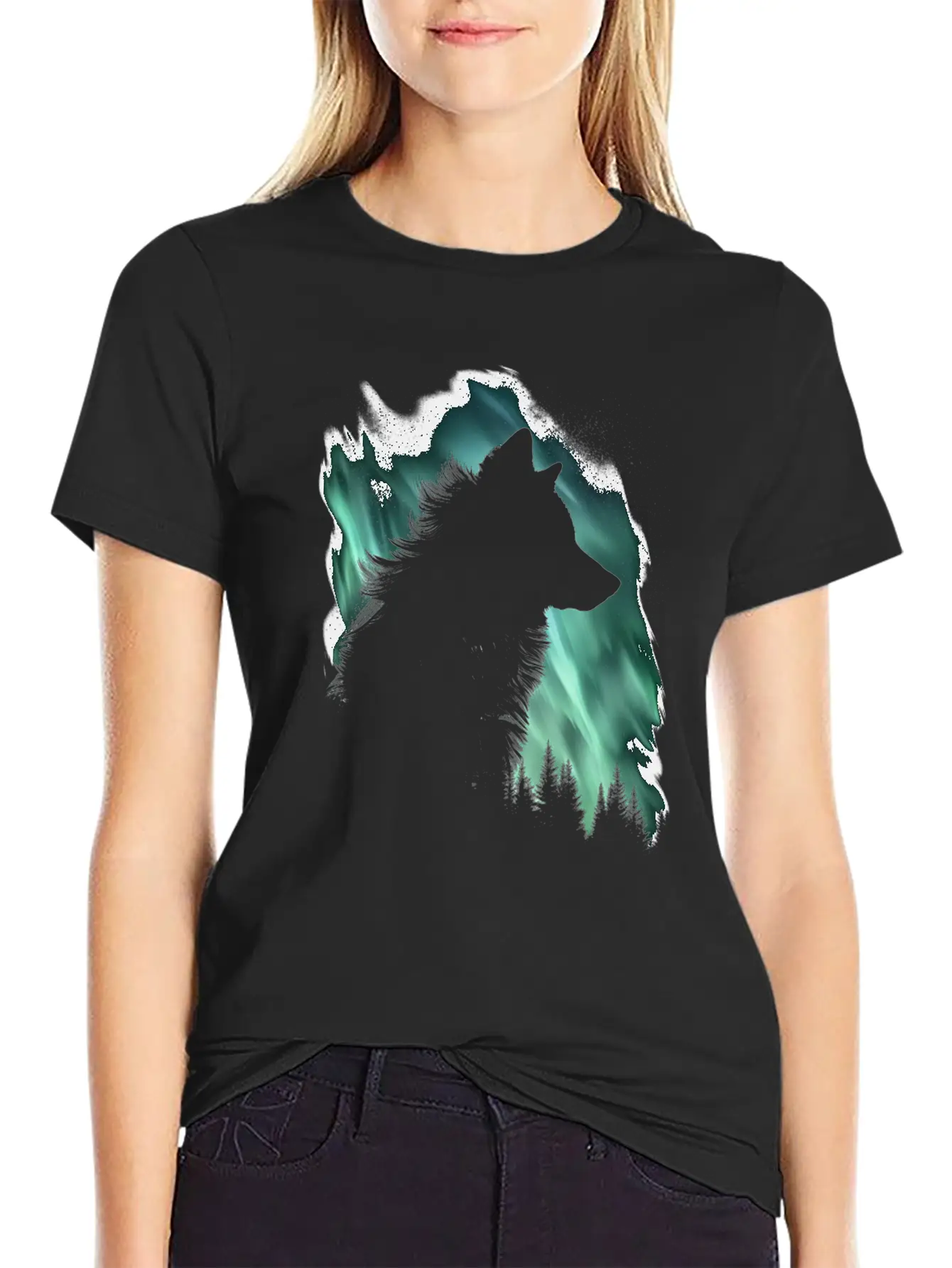 Wolf Aurora Arctic Wolf Lover Gift Classic Fit Graphic Tee For Daily Comfort – Unisex Cotton Shirt
