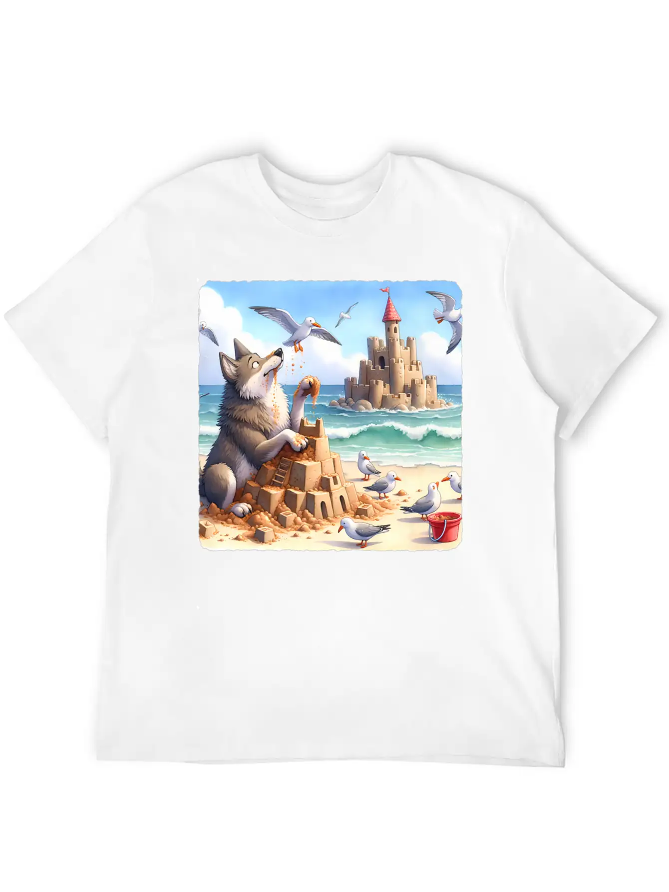 Wolf Building Sandcastle Fun Premium Lightweight Cotton T-Shirt – Daily Comfort Graphic Shirt