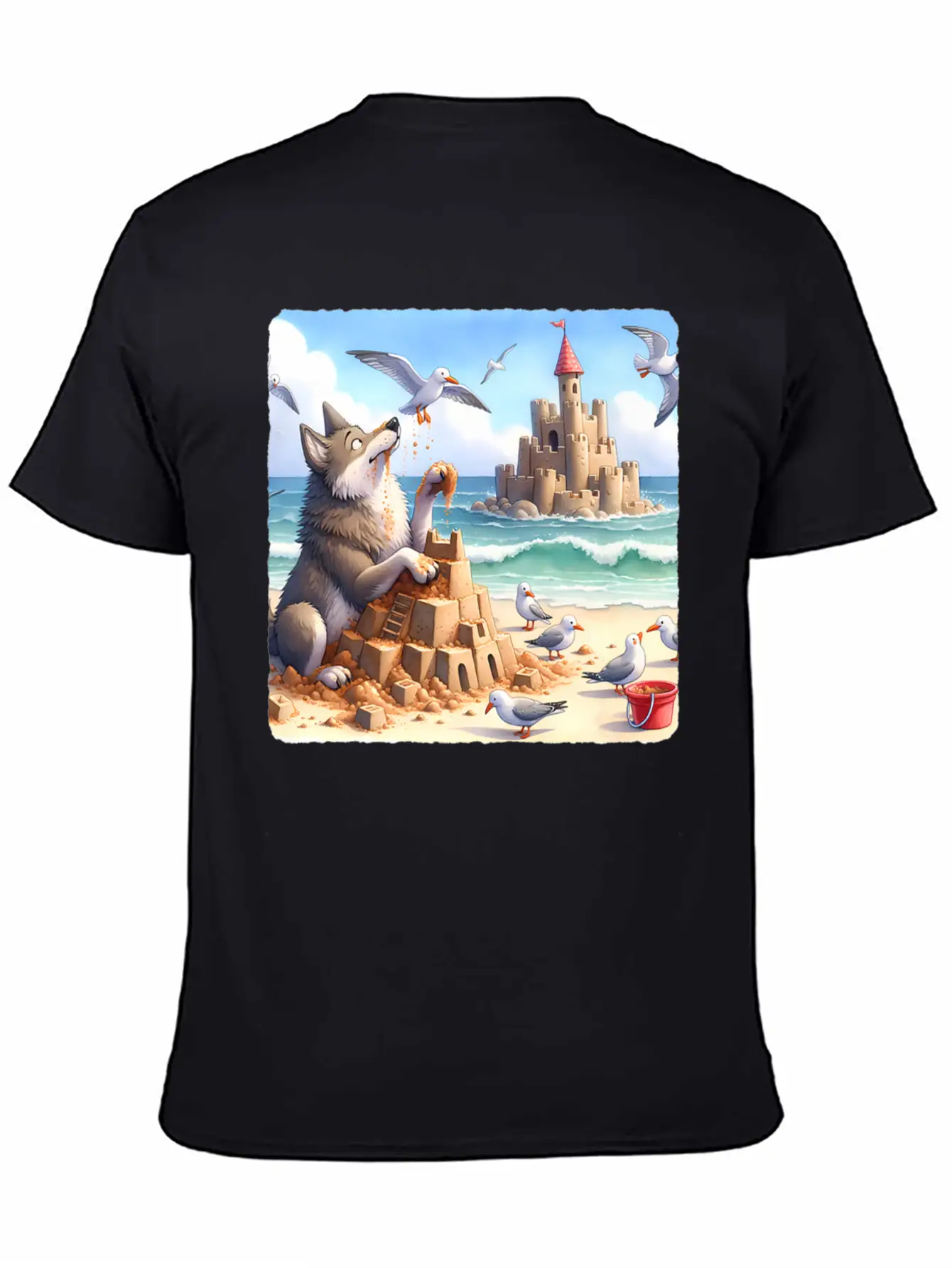 Wolf Building Sandcastle Fun Premium Lightweight Cotton T-Shirt – Daily Comfort Graphic Shirt