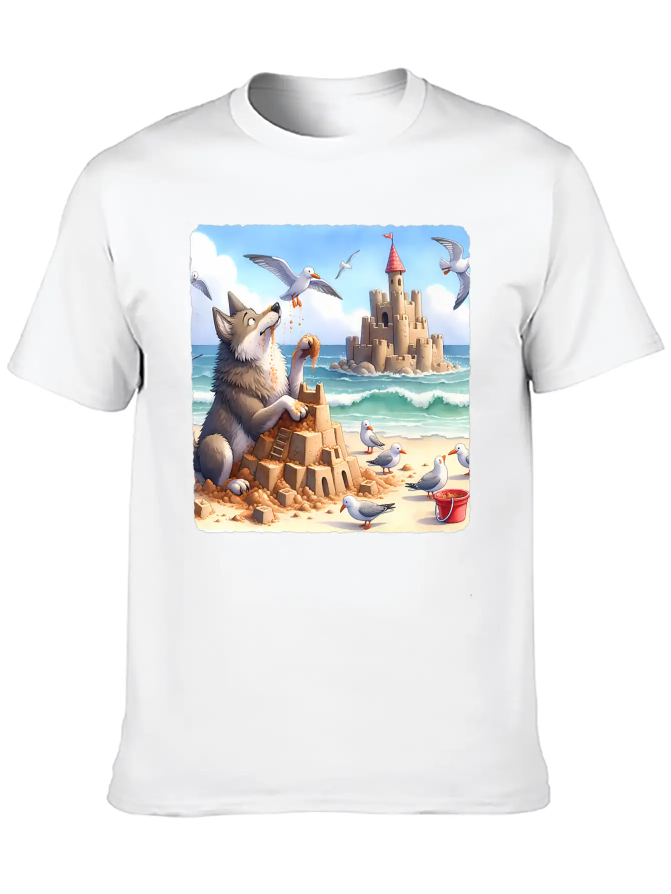 Wolf Building Sandcastle Fun Premium Lightweight Cotton T-Shirt – Daily Comfort Graphic Shirt