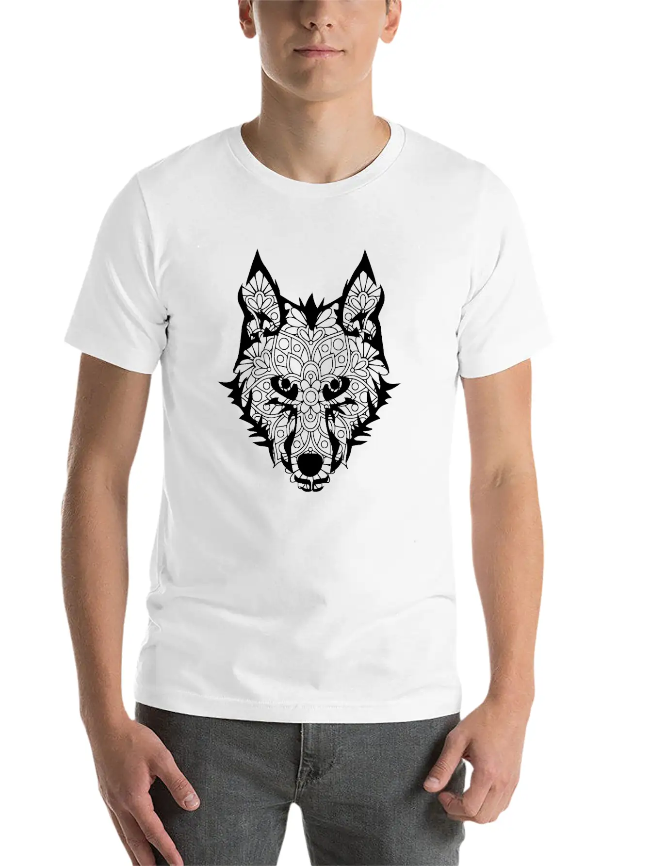 Wolf Head Mandala Wolves Howling Wild Animal Gift Unisex Casual T-Shirt – Clean Design For Daily Comfort