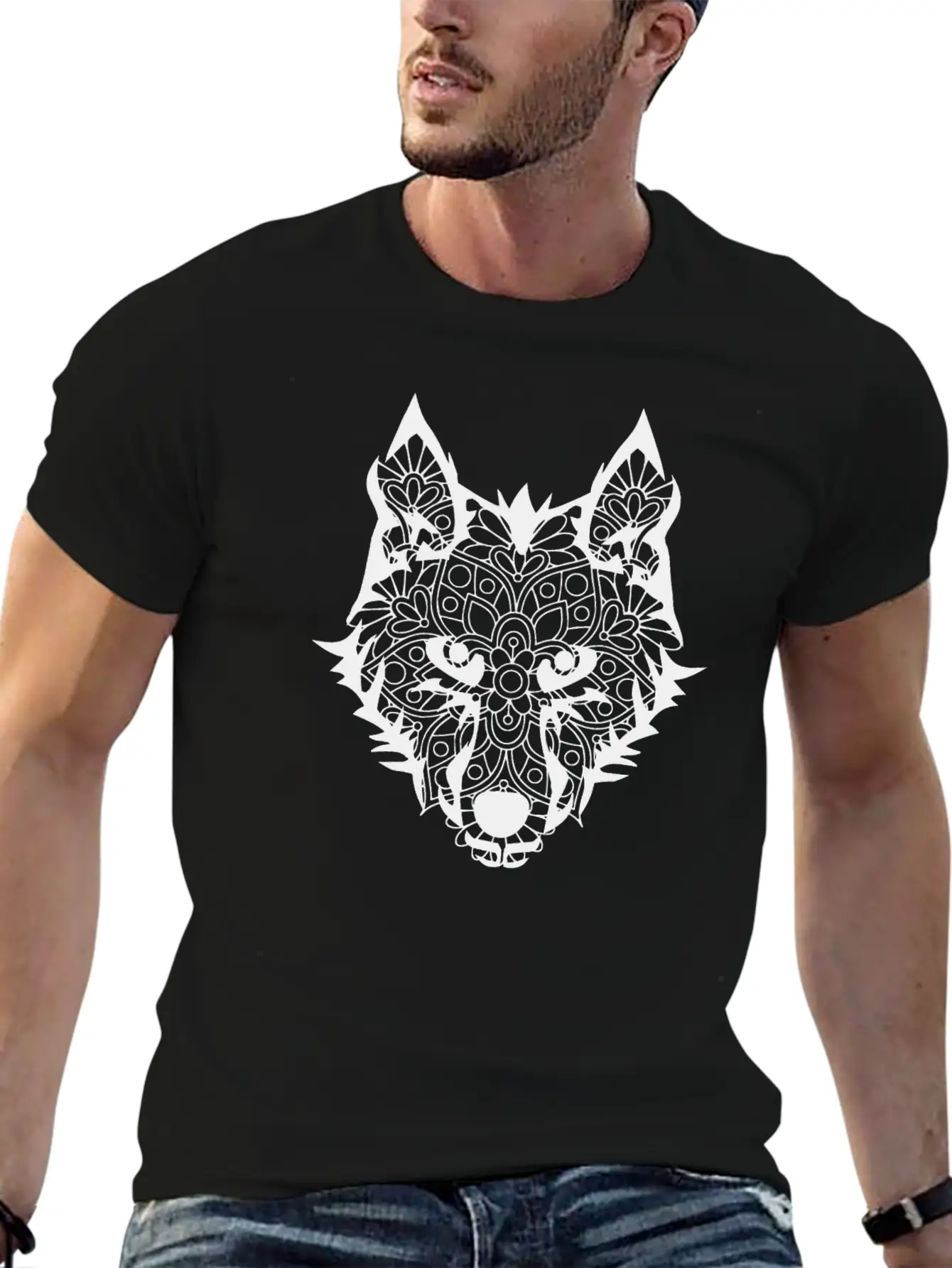Wolf Head Mandala Wolves Howling Wild Animal Gift Unisex Casual T-Shirt – Clean Design For Daily Comfort
