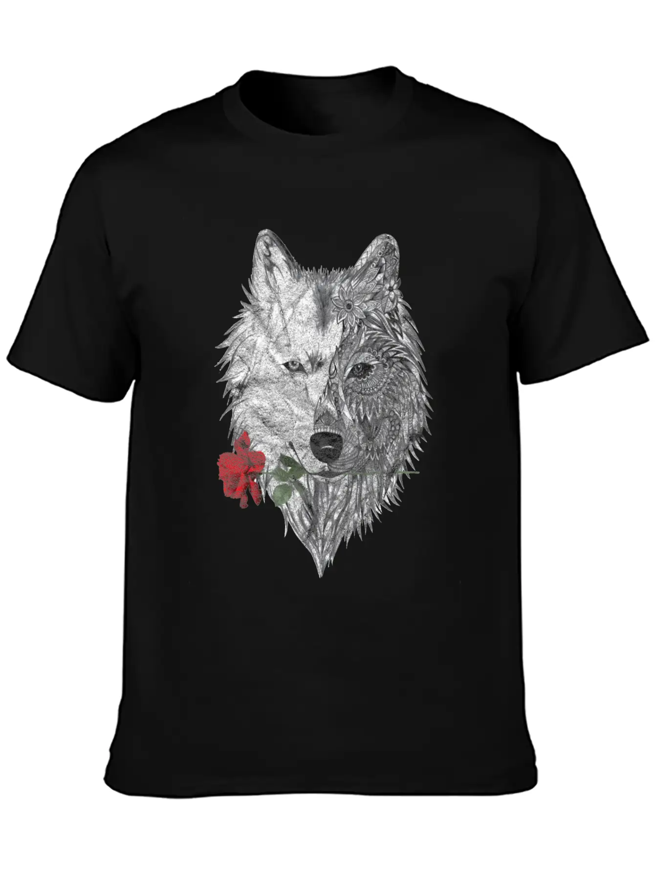 Wolf Mandala Rose Canis Lupus Modern Fit Casual T-Shirt – Clean And Versatile Design