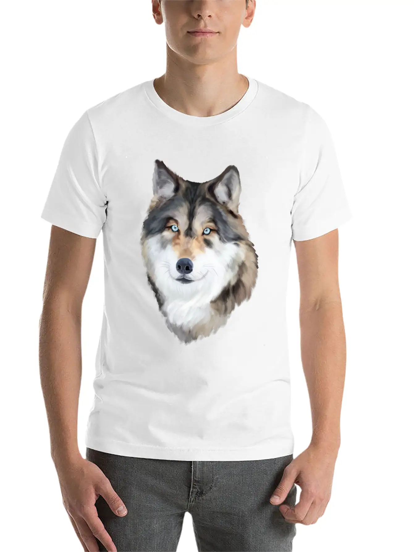 Wolf Smile Happy Vibes Lightweight Cotton T-Shirt – Daily Comfort Graphic Shirt