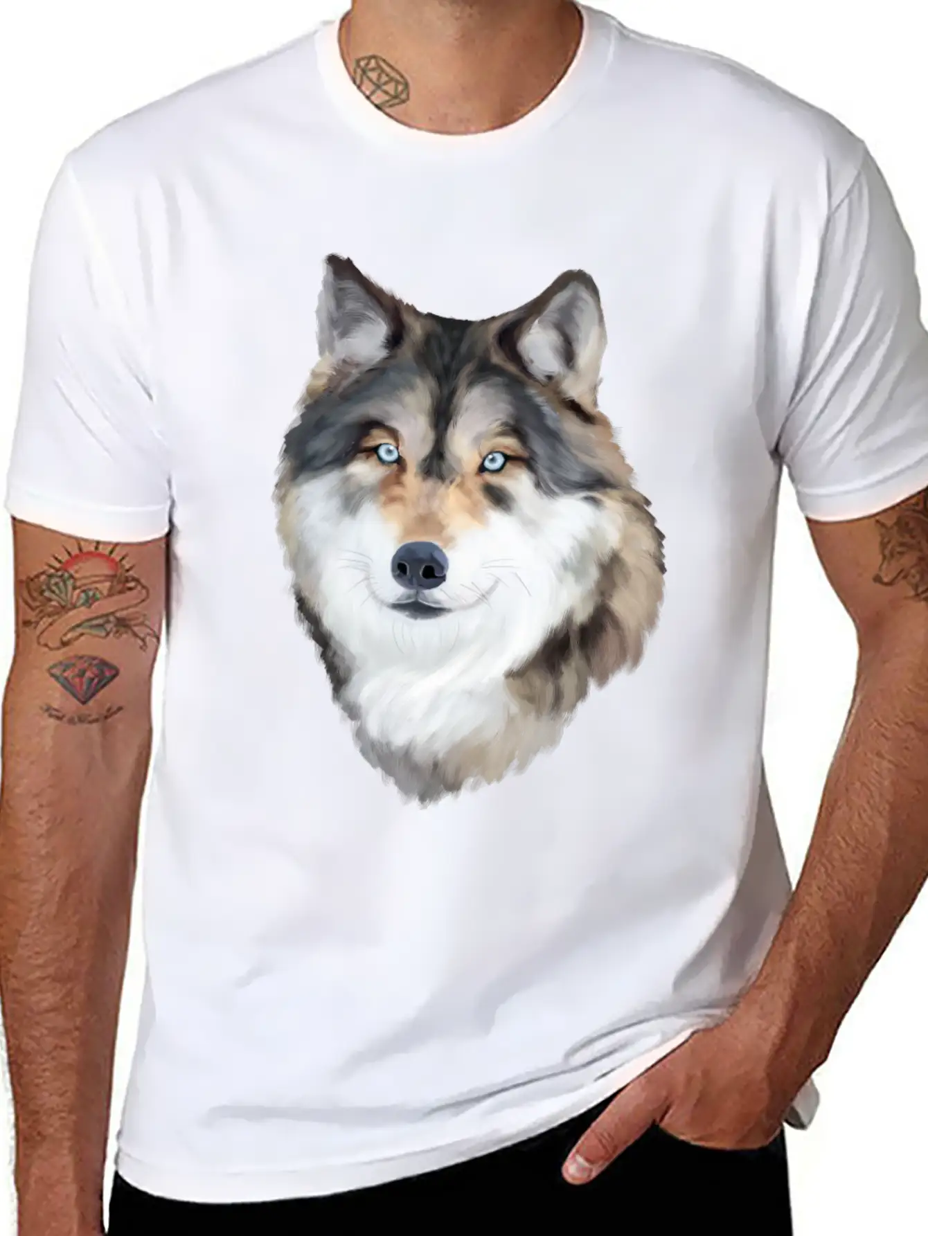 Wolf Smile Happy Vibes Lightweight Cotton T-Shirt – Daily Comfort Graphic Shirt