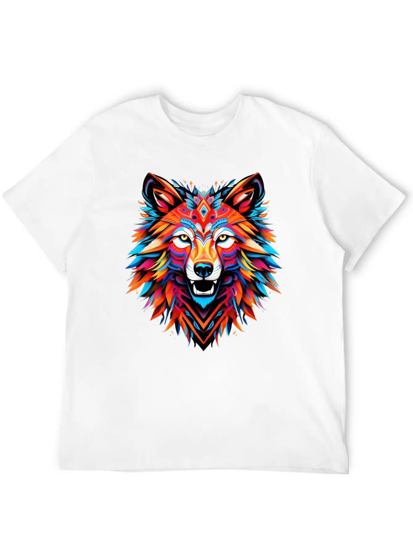 Wolf Spirit Fury: Intricate Guardians Blaze Lightweight Cotton T-Shirt – Daily Comfort Graphic Shirt
