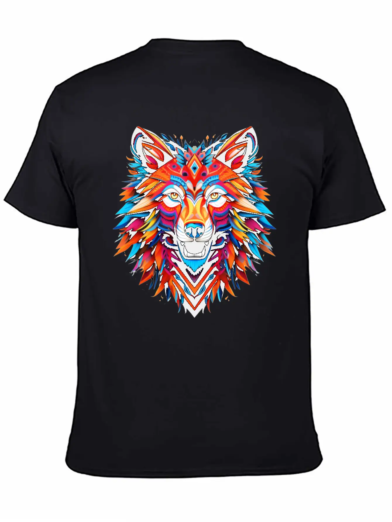 Wolf Spirit Fury: Intricate Guardians Blaze Lightweight Cotton T-Shirt – Daily Comfort Graphic Shirt