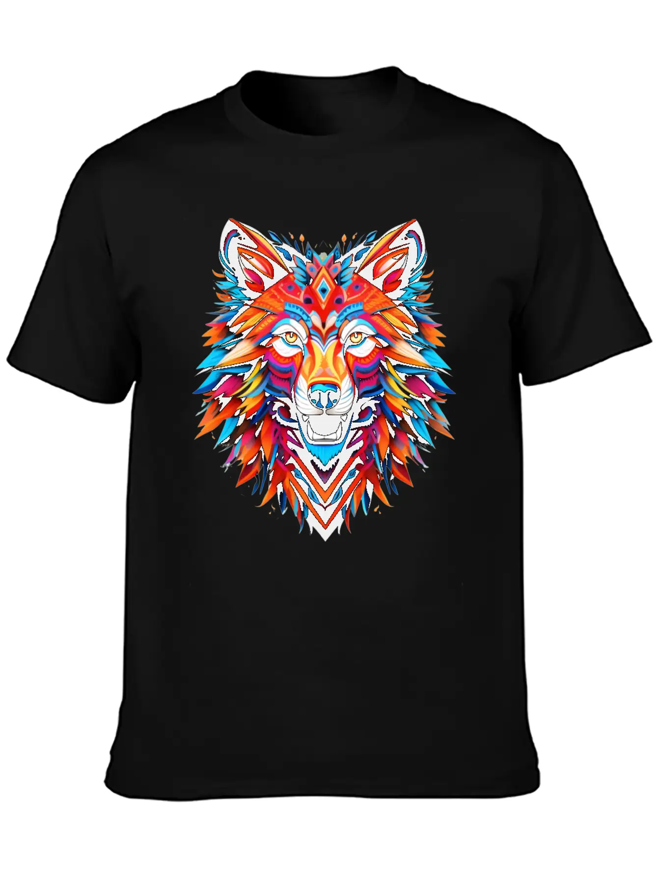 Wolf Spirit Fury: Intricate Guardians Blaze Lightweight Cotton T-Shirt – Daily Comfort Graphic Shirt